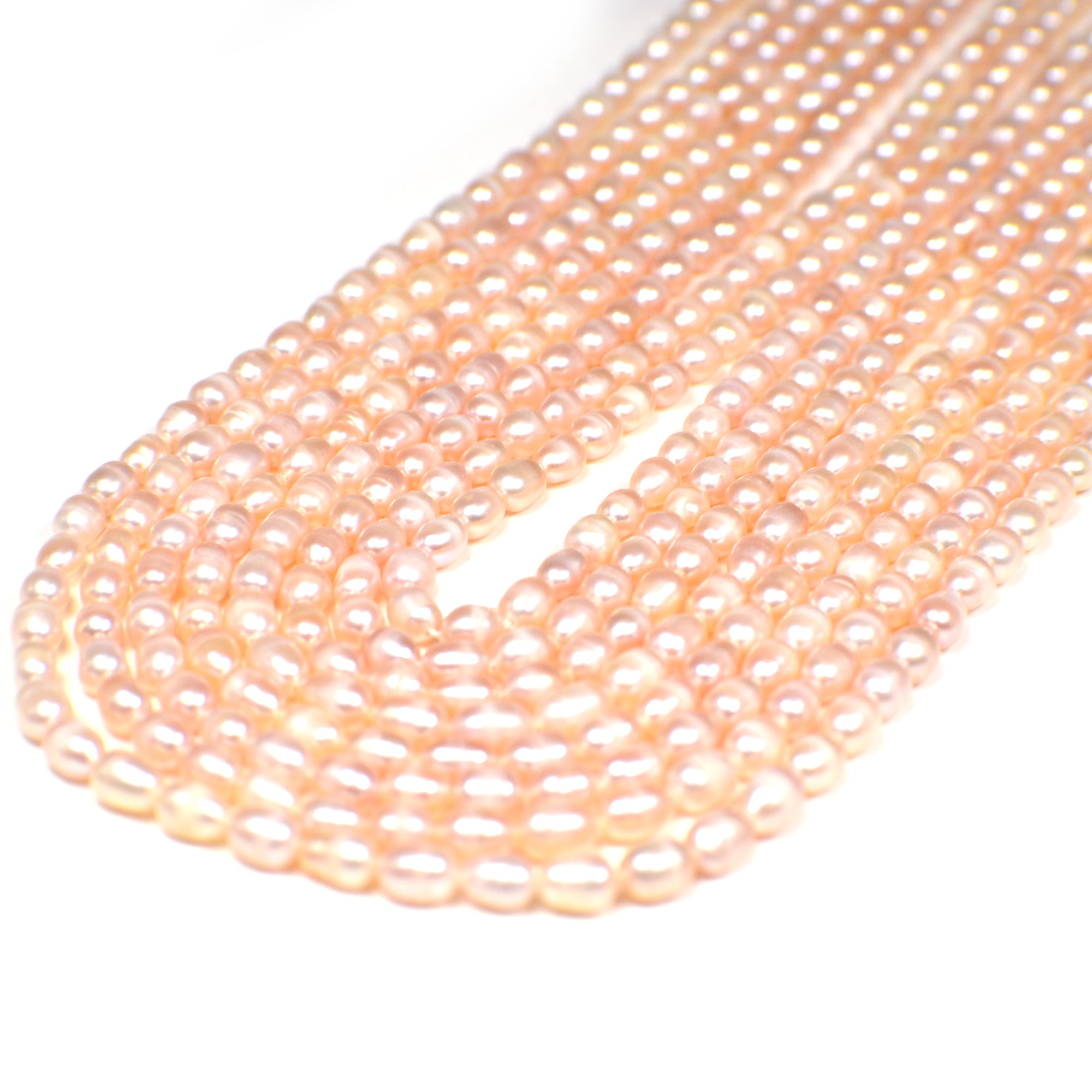 4x3 - 5x3 MM Light Pink Peach Rice Freshwater Pearls Beads