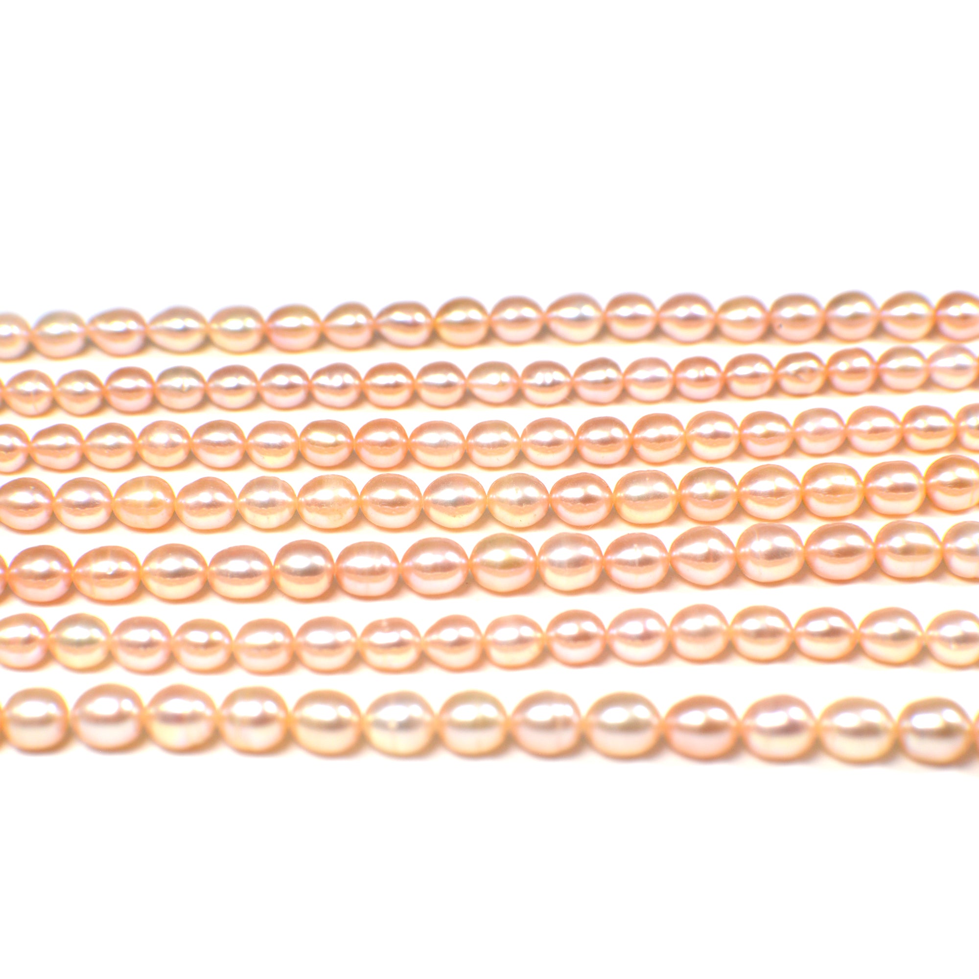 6 x 5 - 7 x 5 MM Pink Peach Rice Freshwater Pearls Beads