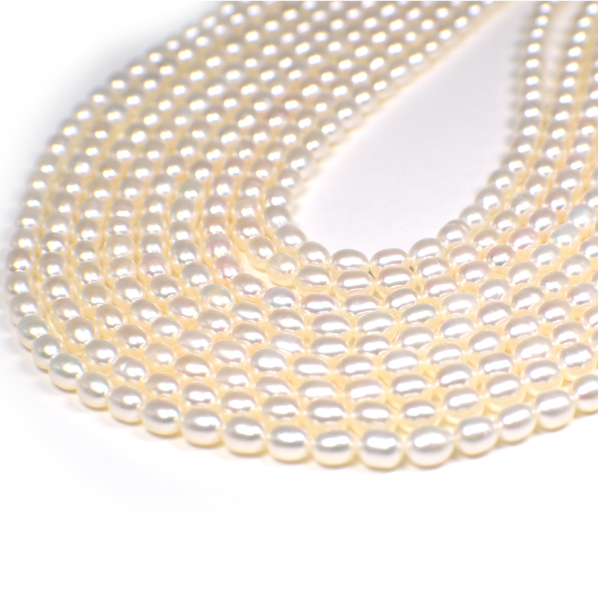 6 x 4 - 6 x 5 MM White Rice Freshwater Pearls Beads