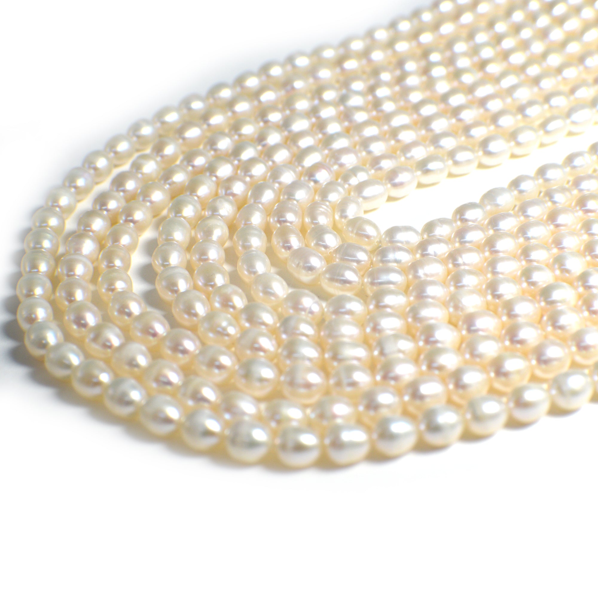 6 x 5 MM White Rice Freshwater Pearls Beads