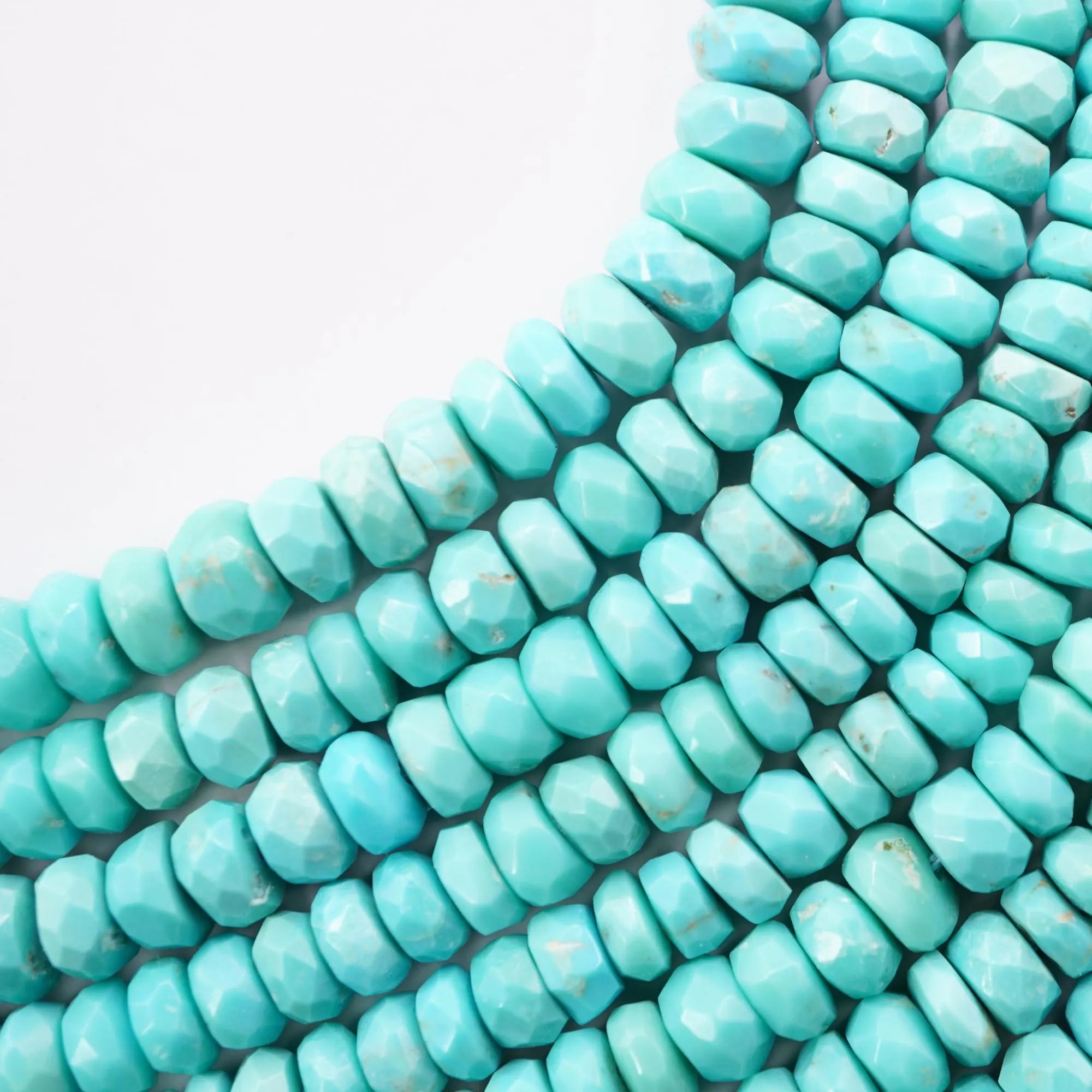King Man Block Turquoise Faceted Rondelle Shape Gemstone Stands Beads
