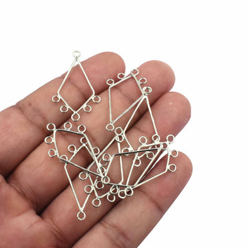 Kite Shaped Sterling Silver Frame Earrings Pair