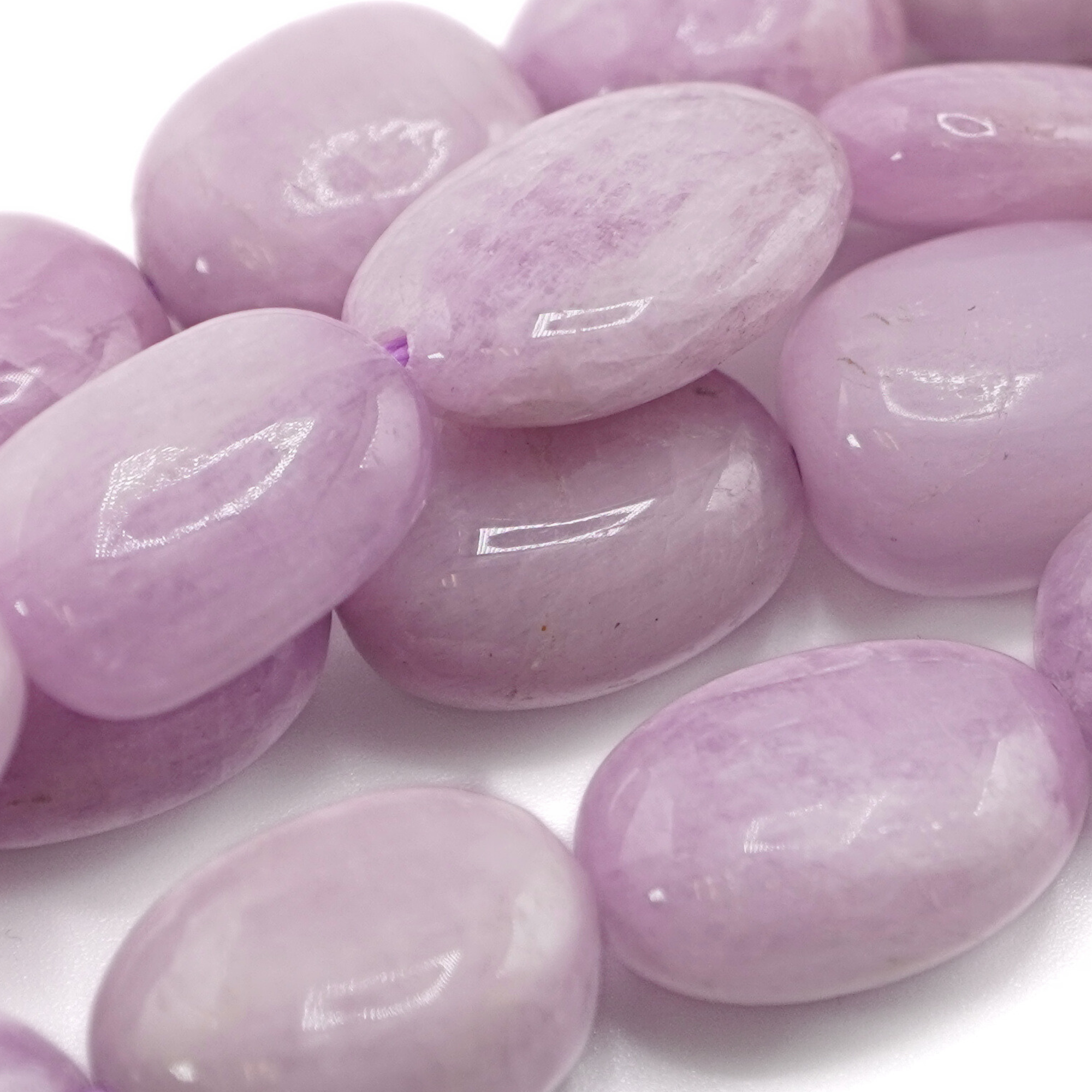 Kunzite Smooth Flat Nugget Shape Gemstone Strand Beads