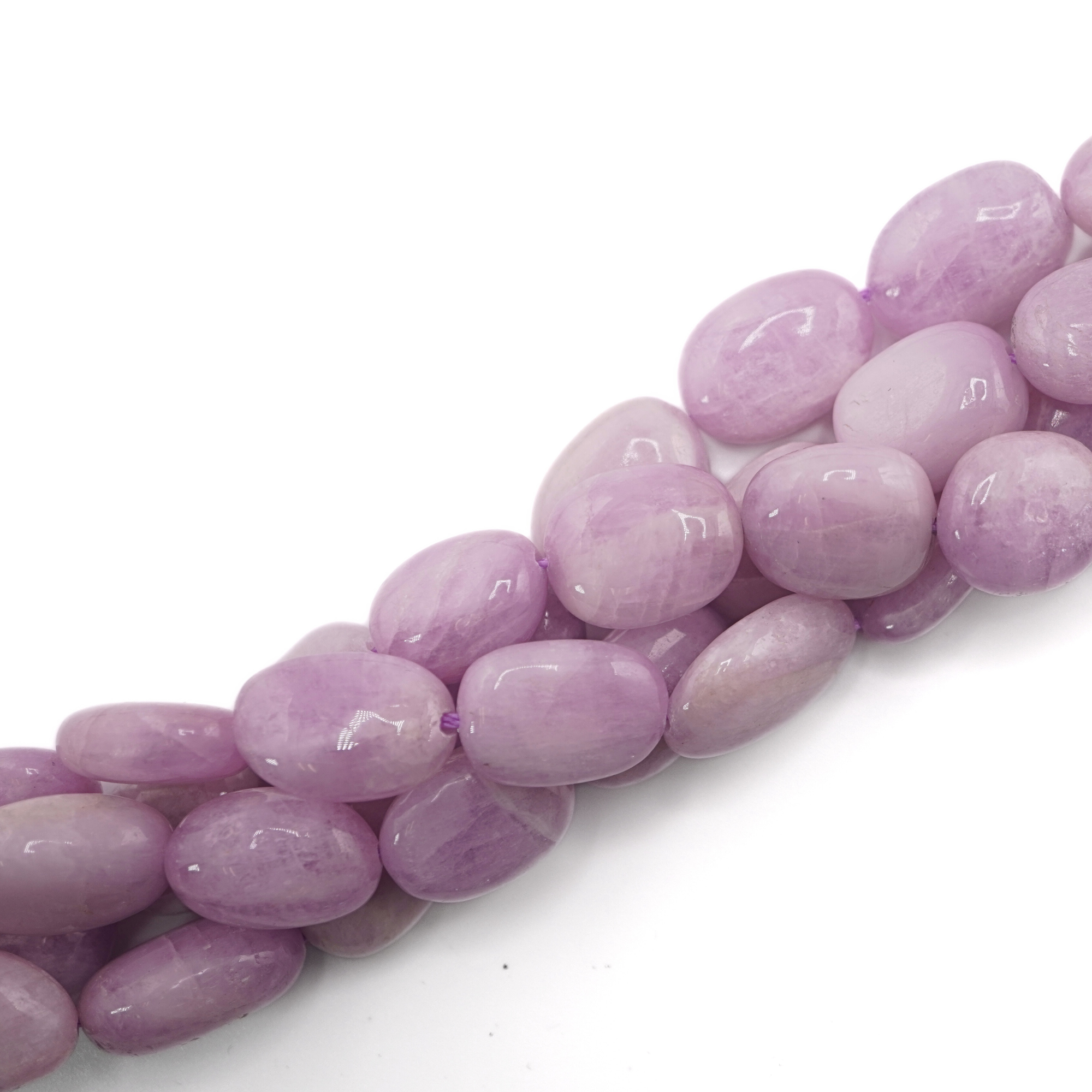 Kunzite Smooth Flat Nugget Shape Gemstone Strand Beads