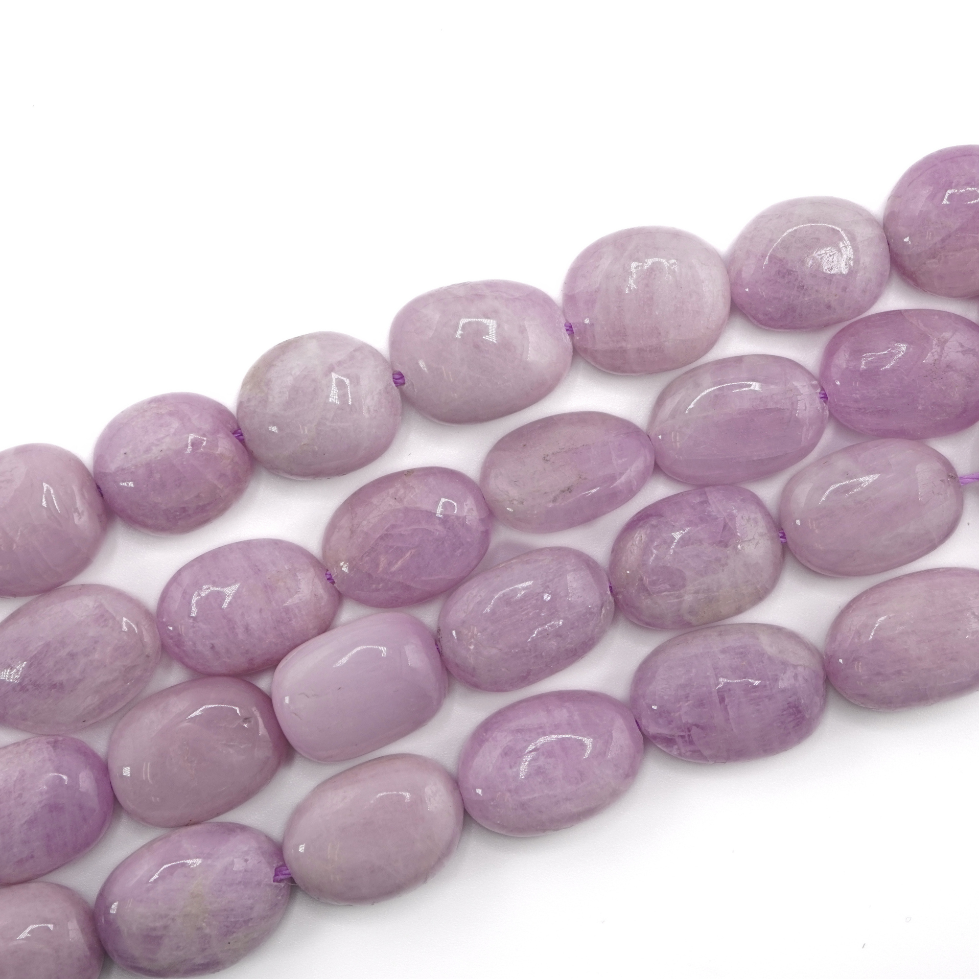Kunzite Smooth Flat Nugget Shape Gemstone Strand Beads