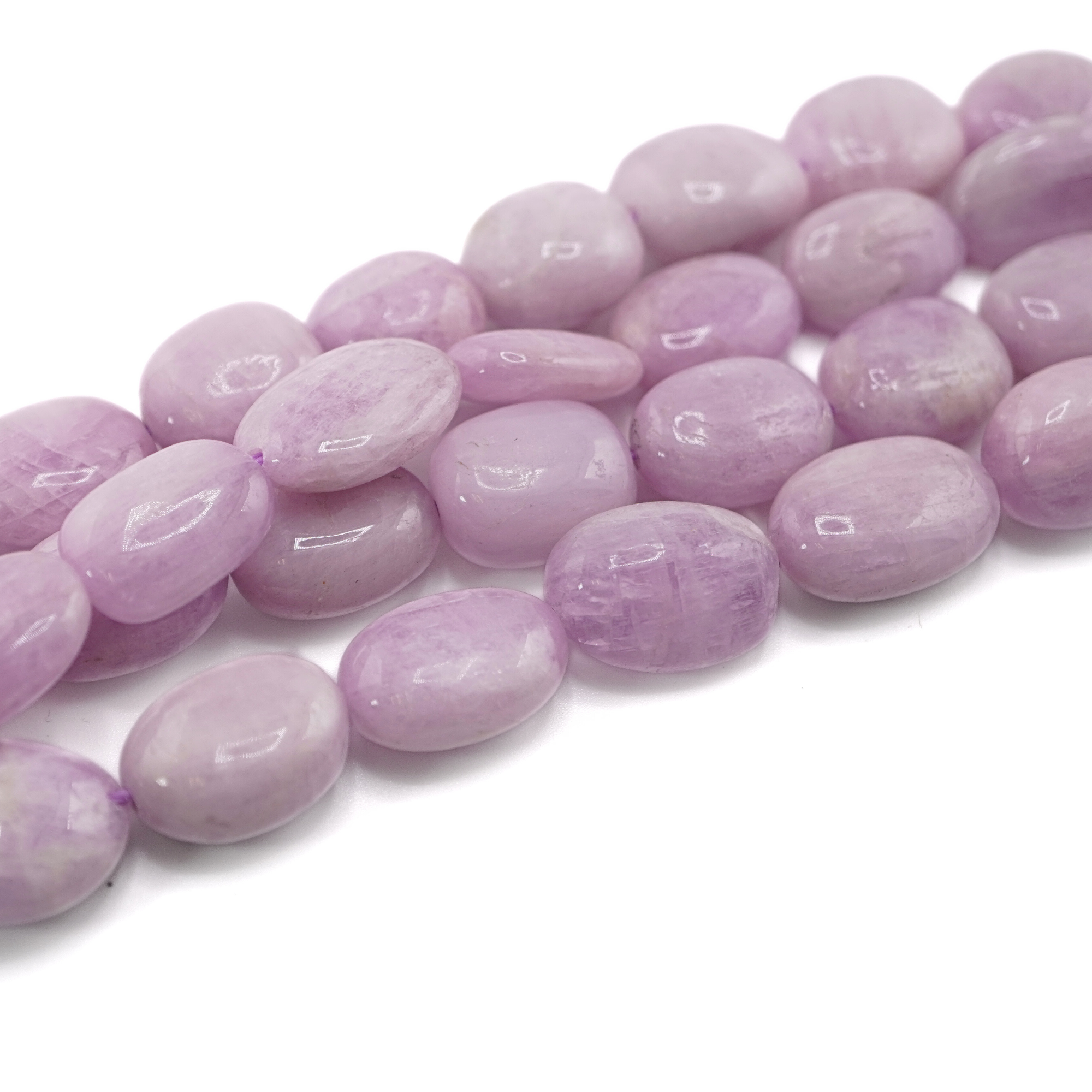 Kunzite Smooth Flat Nugget Shape Gemstone Strand Beads