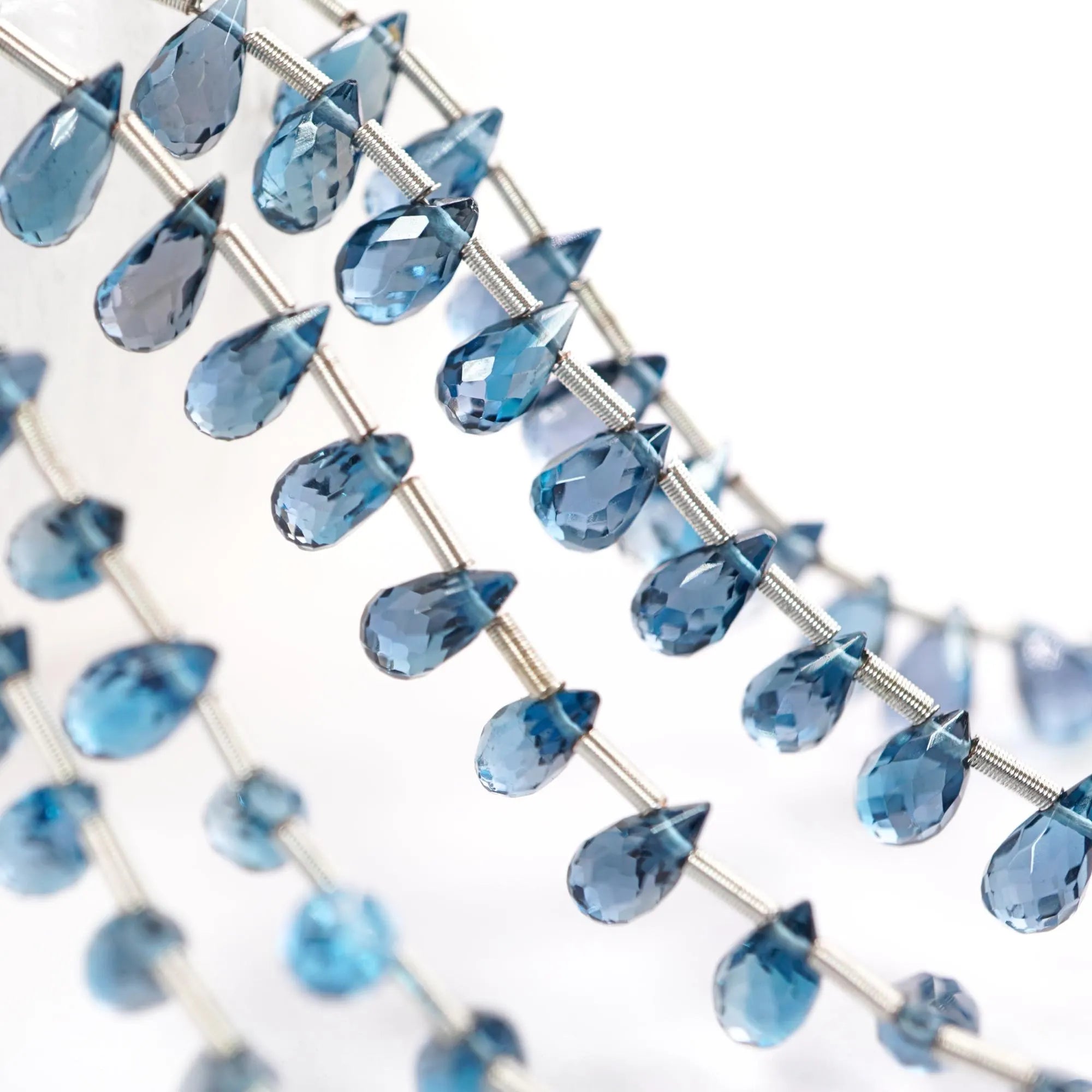 Kyanite Faceted Drop Gemstone Beads Strand