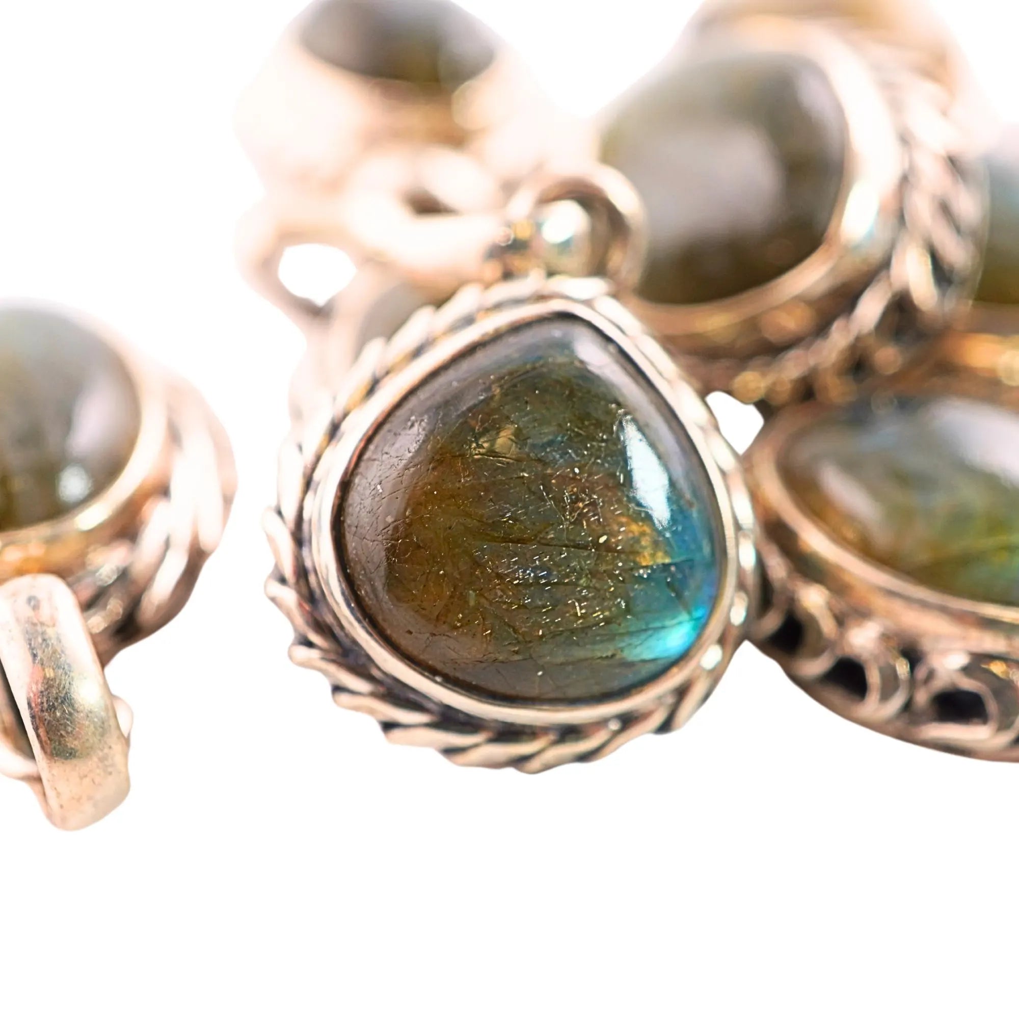 Black Oxidized Plated Gray Gemstone Pendant