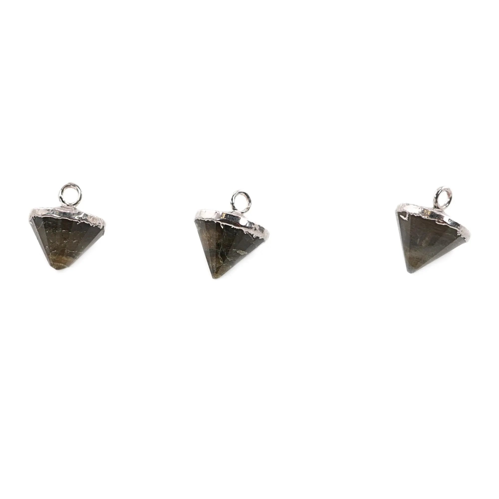 Labradorite Pointed Cone Shape Gemstone Silver Electroplated Charm Pendant