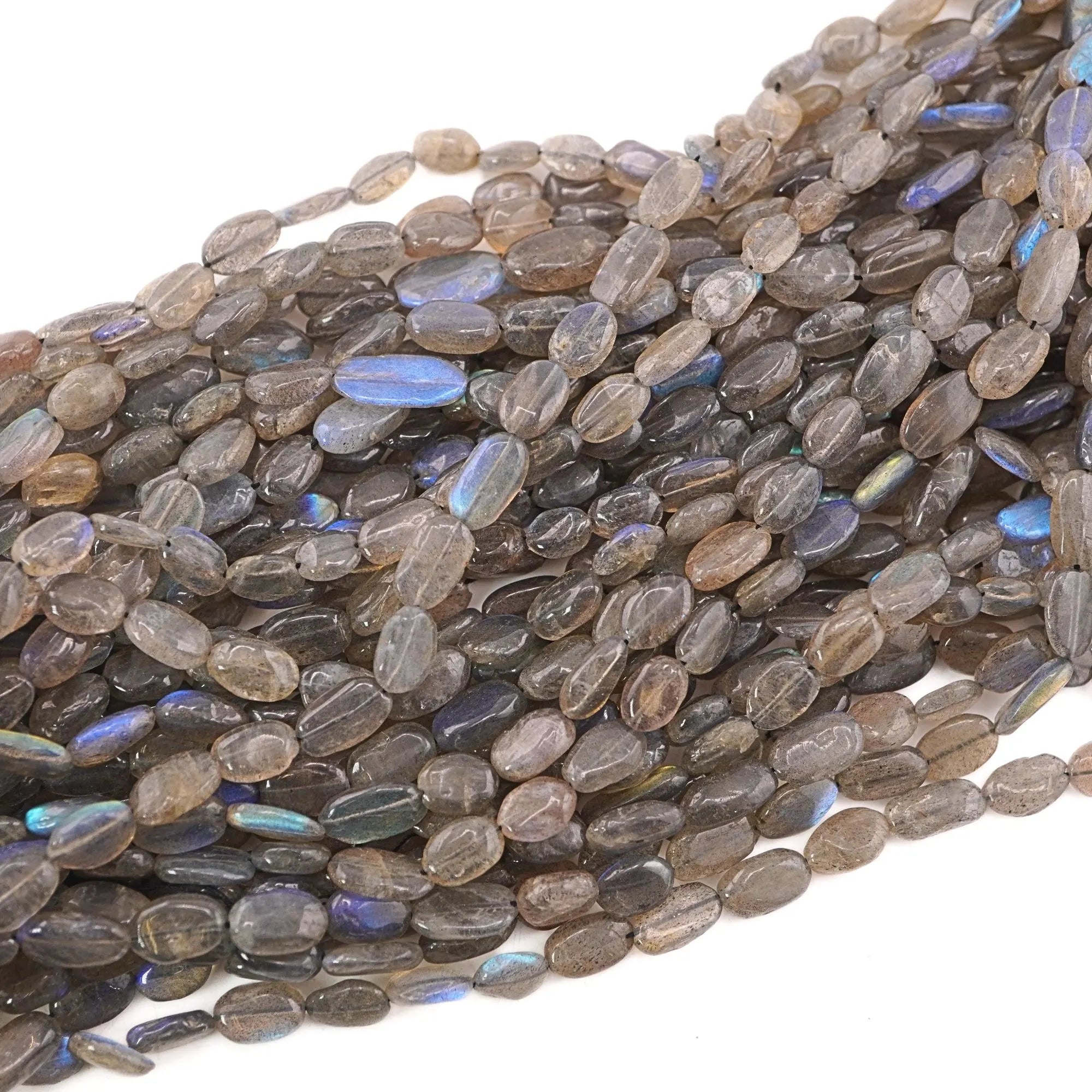 Labradorite Smooth Oval Shape Gemstone Strand Beads