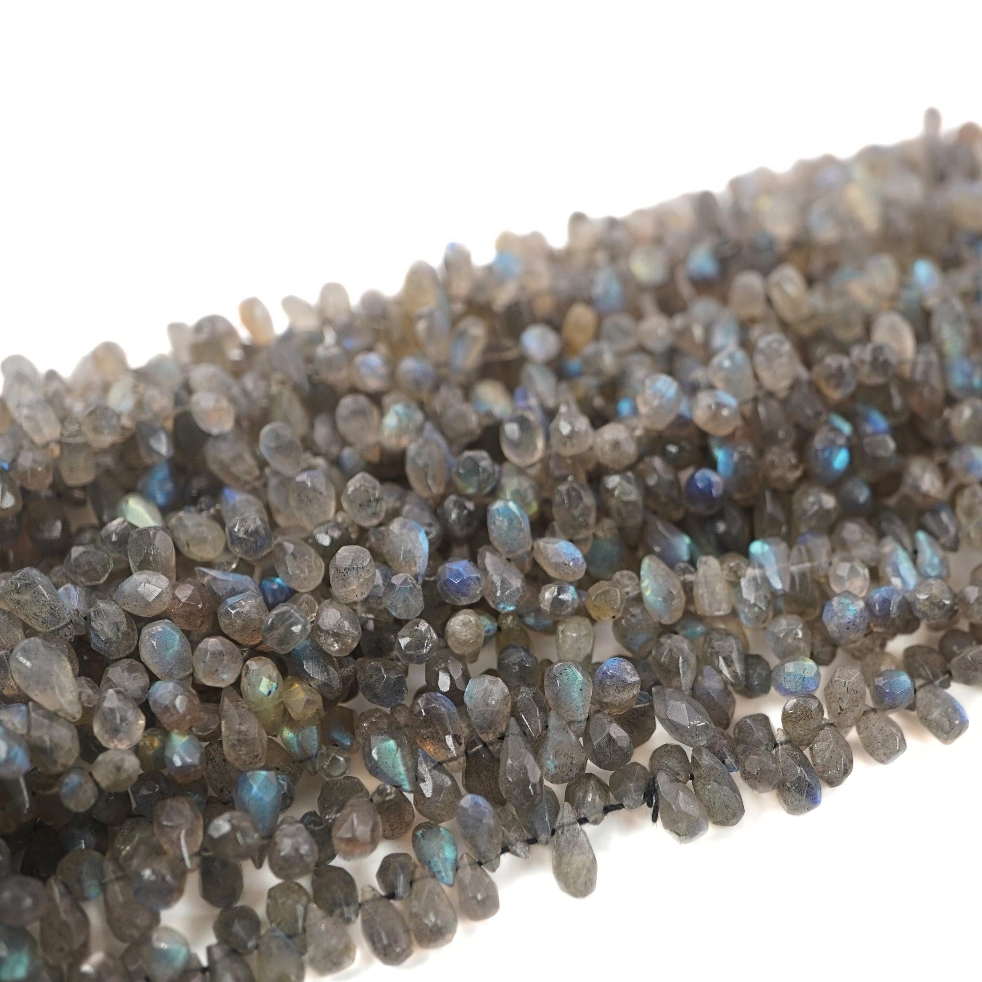 Labradorite Smooth Teardrop Shape Gemstone Strand Beads