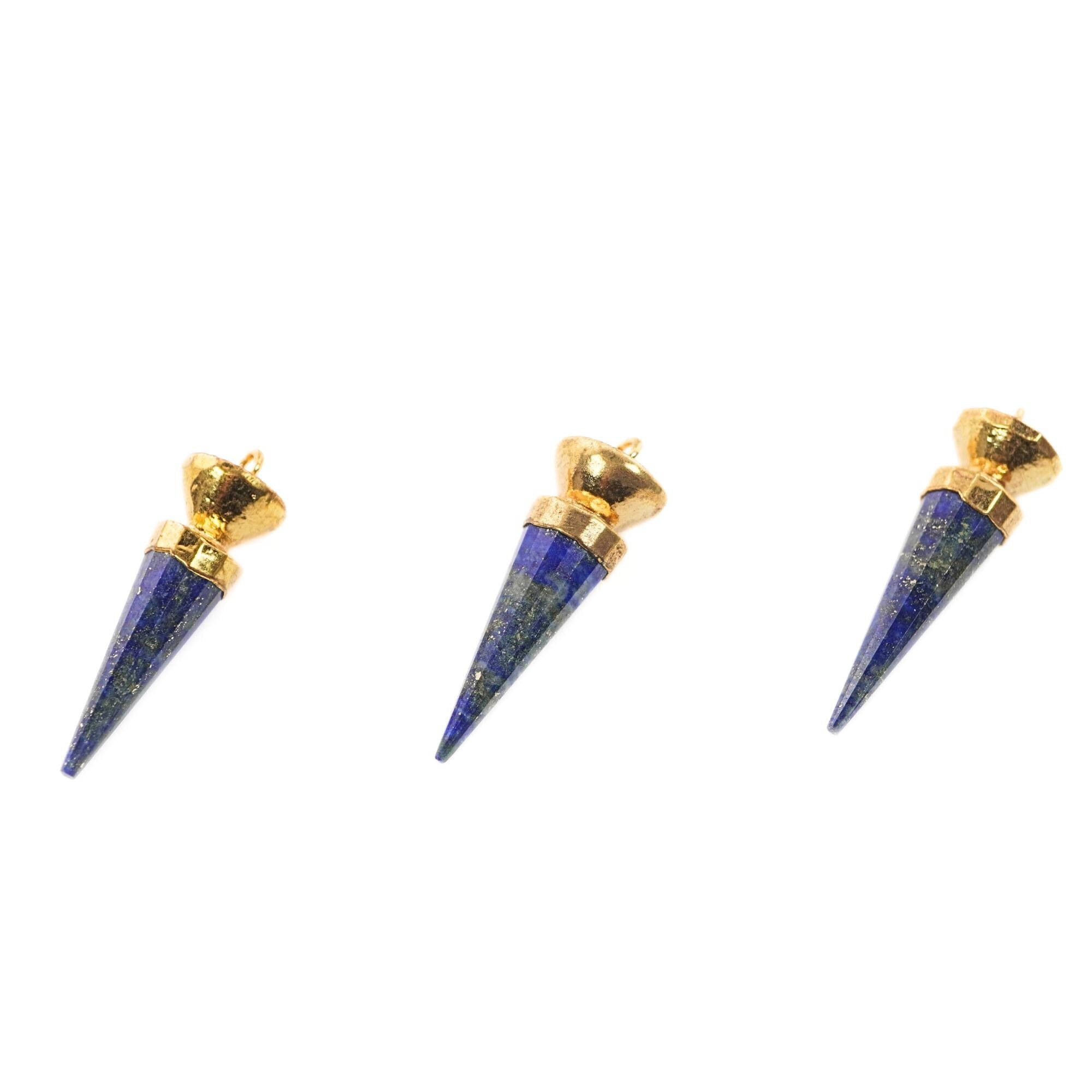Lapis Lazuli Big Spike Gemstone Gold Electroplated Charm Pendant