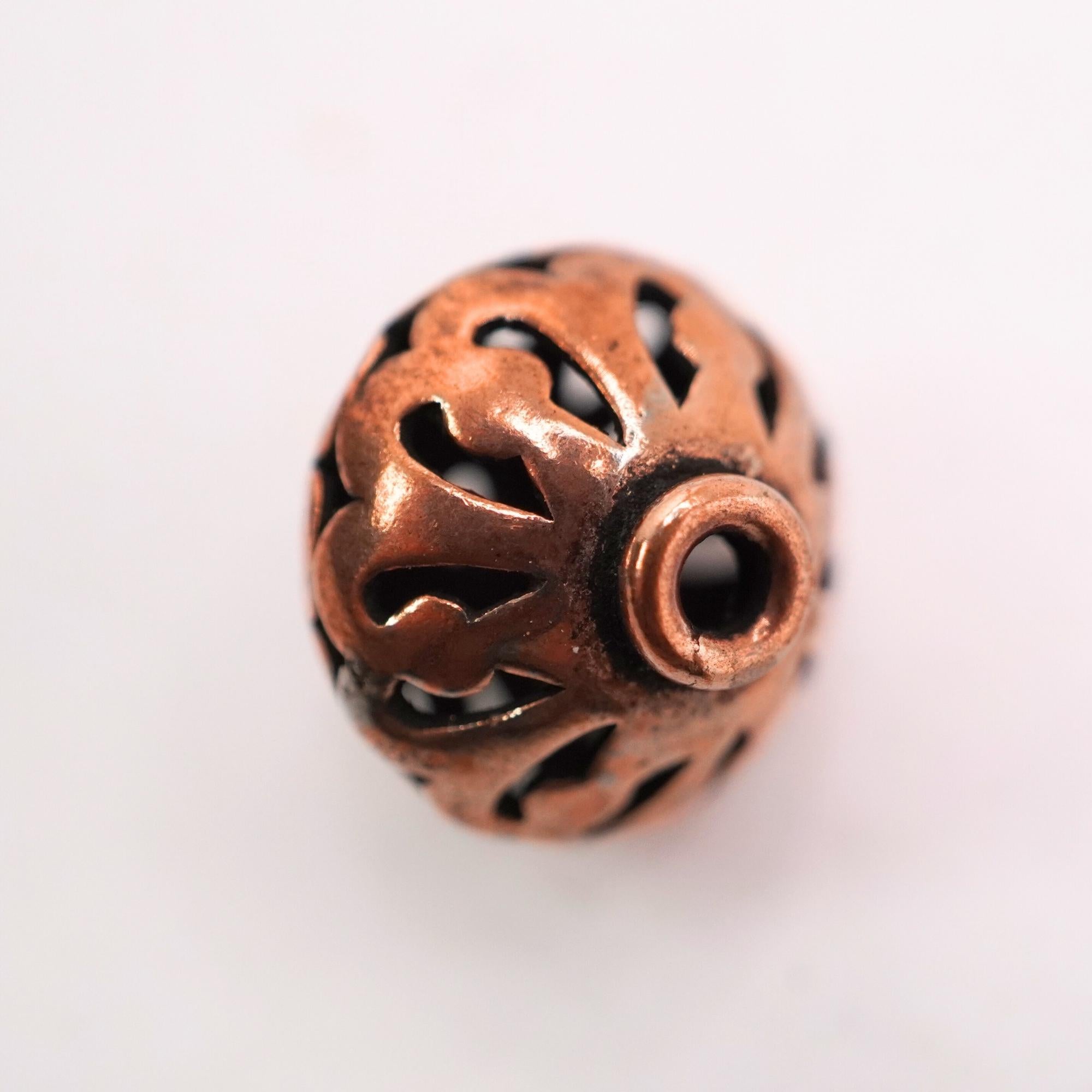 Large hole copper beads 12 pcs