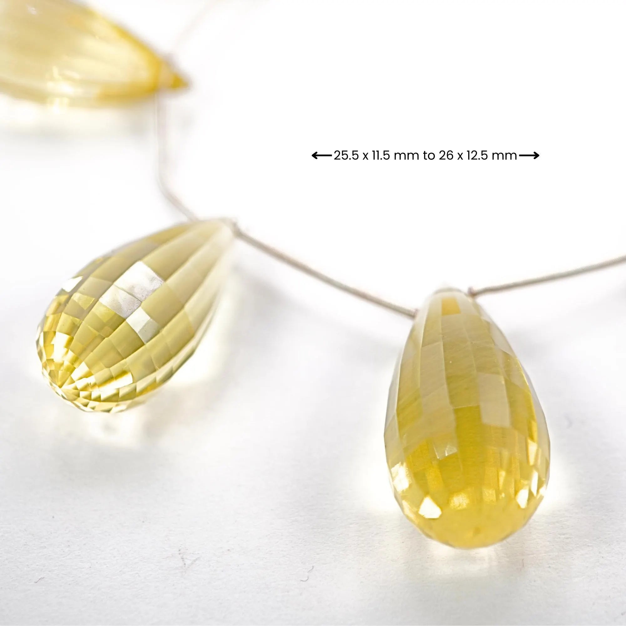Lemon Quartz Faceted Teardrop Shape Gemstone Strand Beads