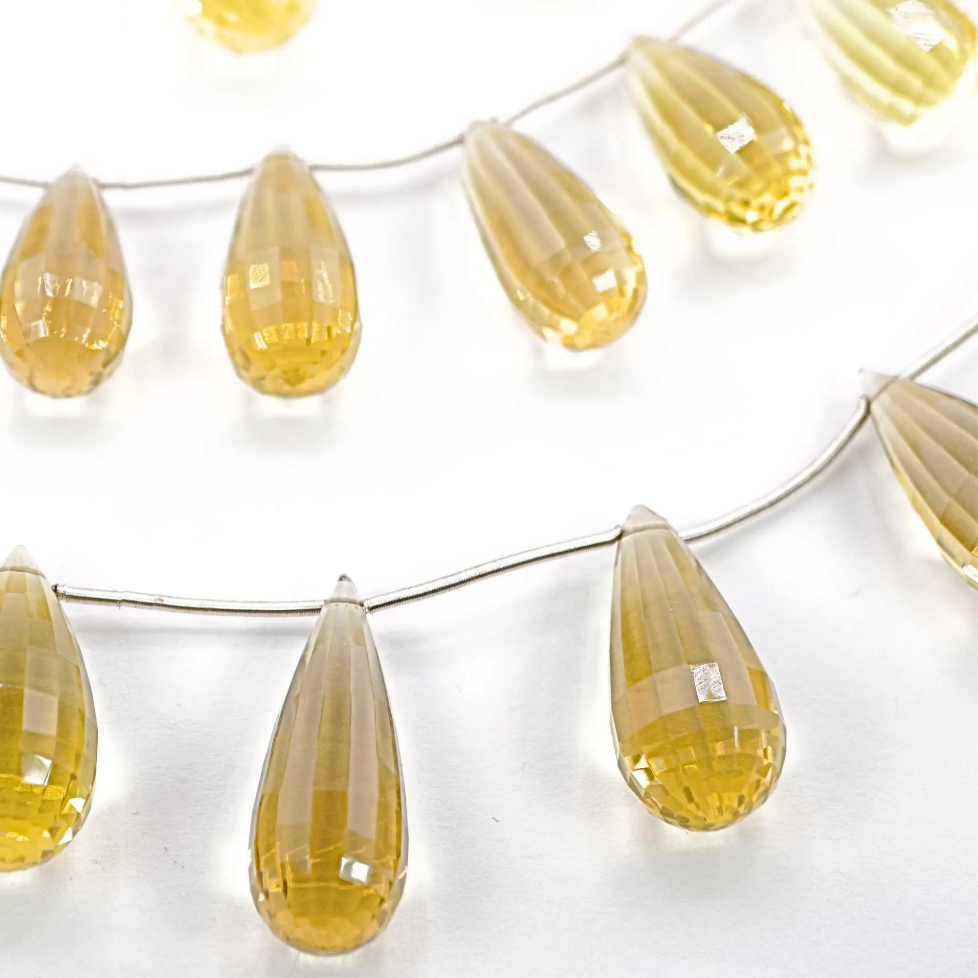 Lemon Quartz Faceted Teardrop Shape Gemstone Strand Beads