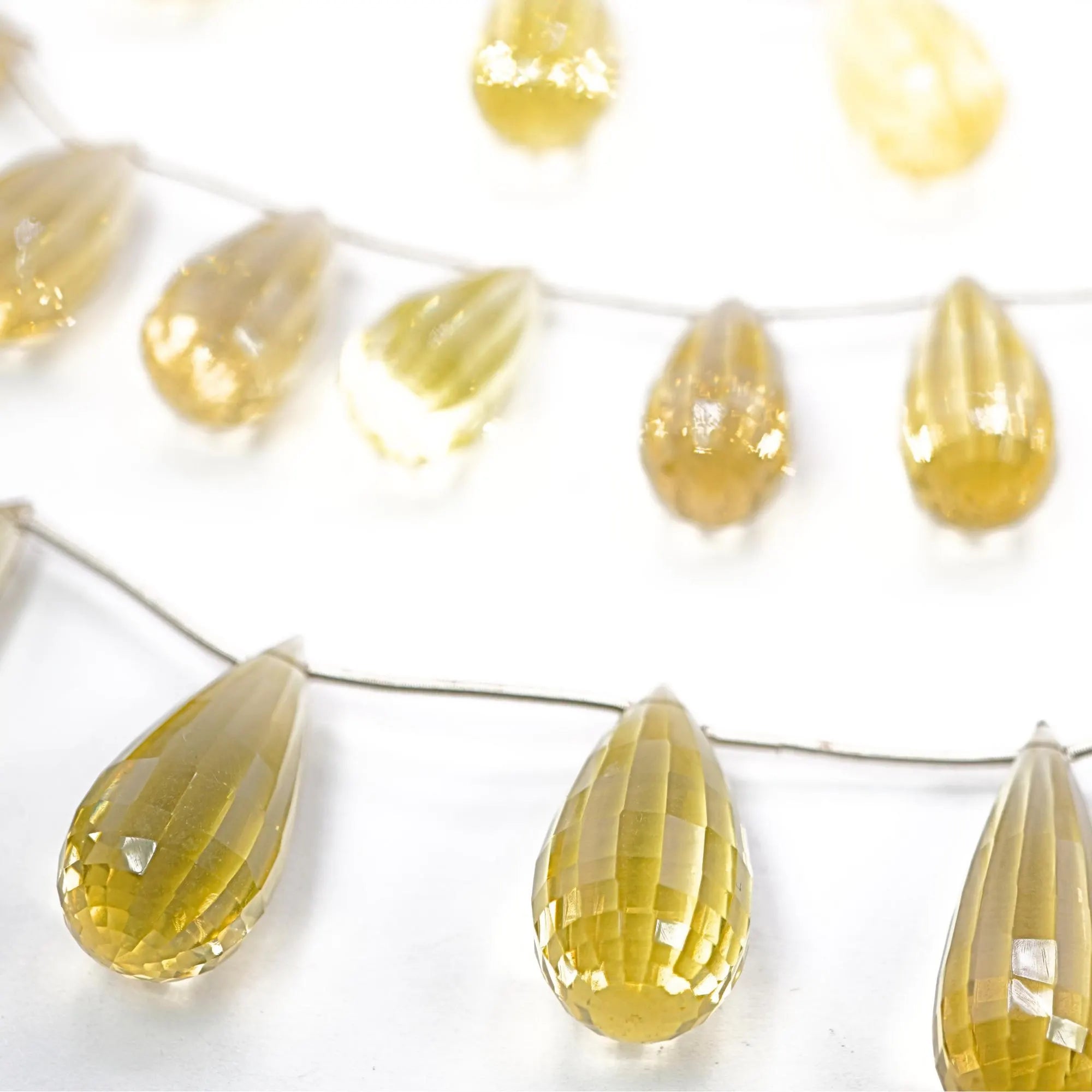 Lemon Quartz Faceted Teardrop Shape Gemstone Strand Beads