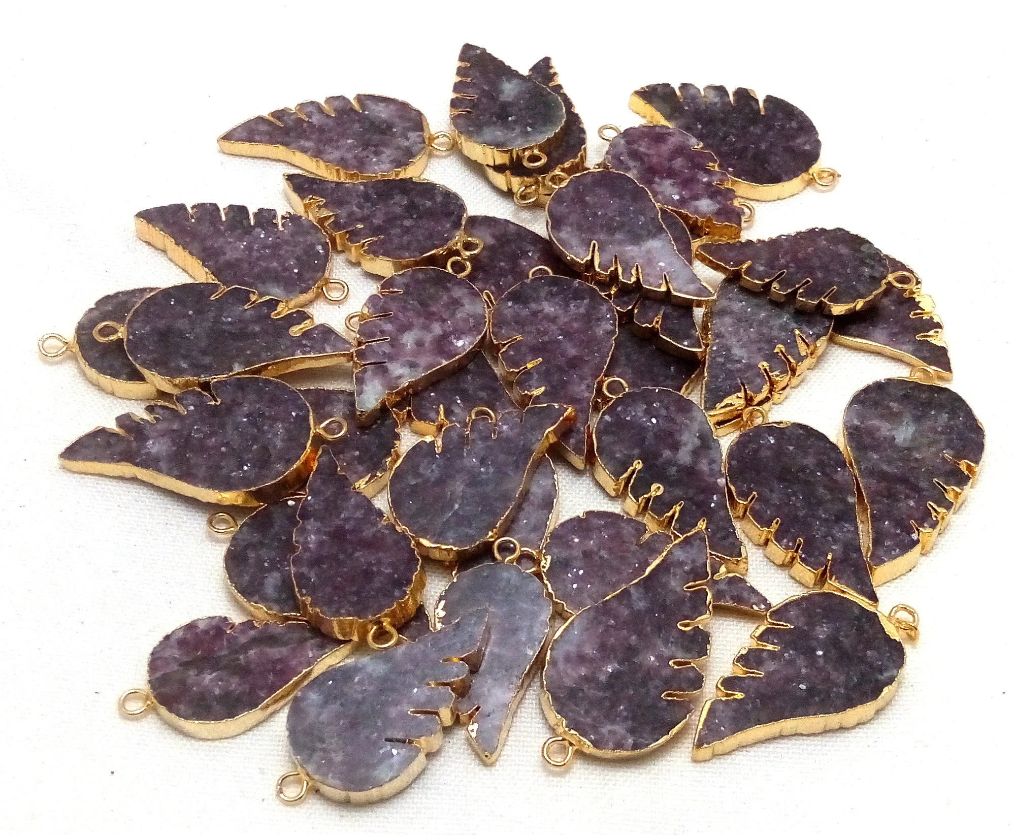 Lepidolite Angel Wing Shape Gemstone Gold Electroplated Charm Pendant For Jewelry Making