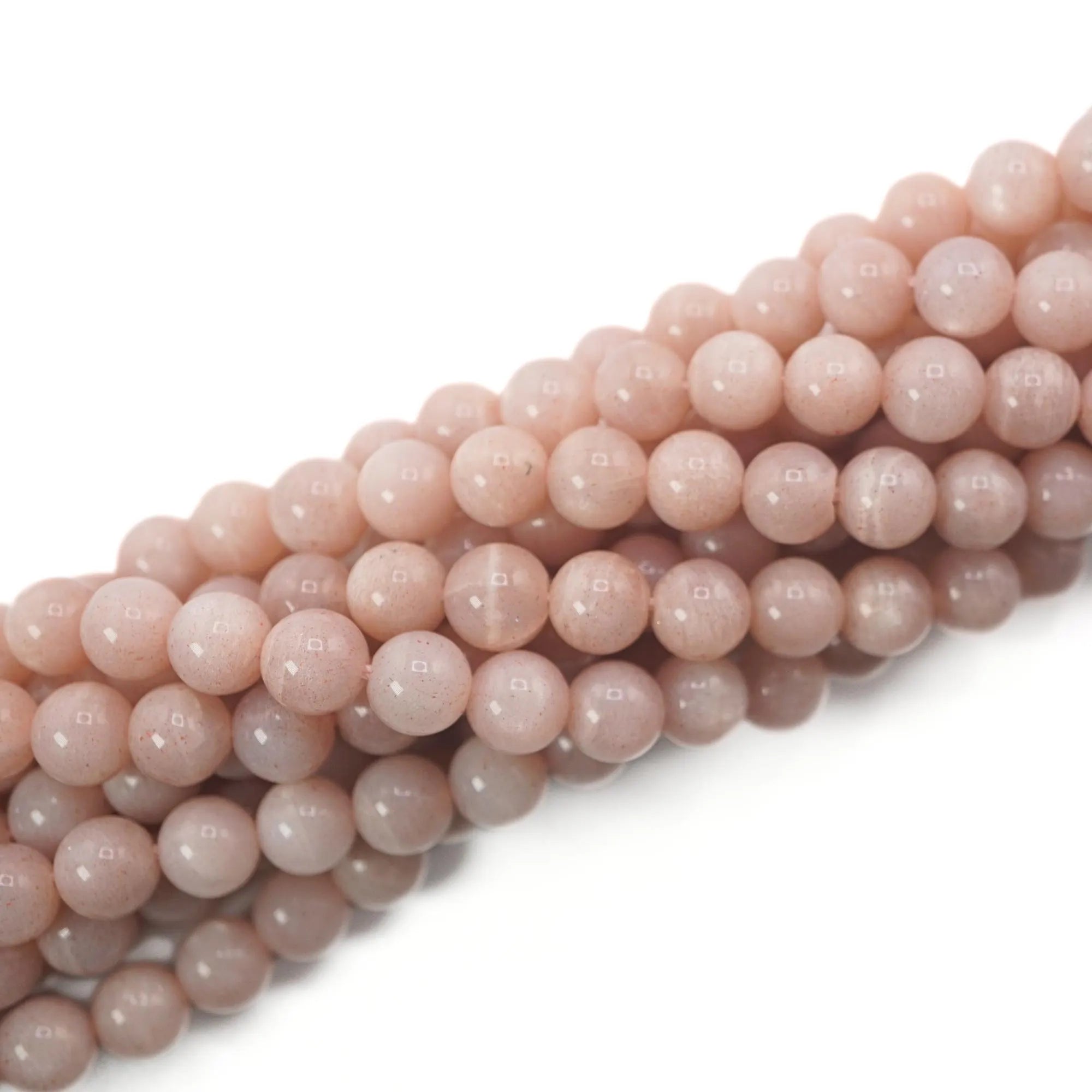 Light Pink Moonstone Round Shape Gemstone Strand Beads