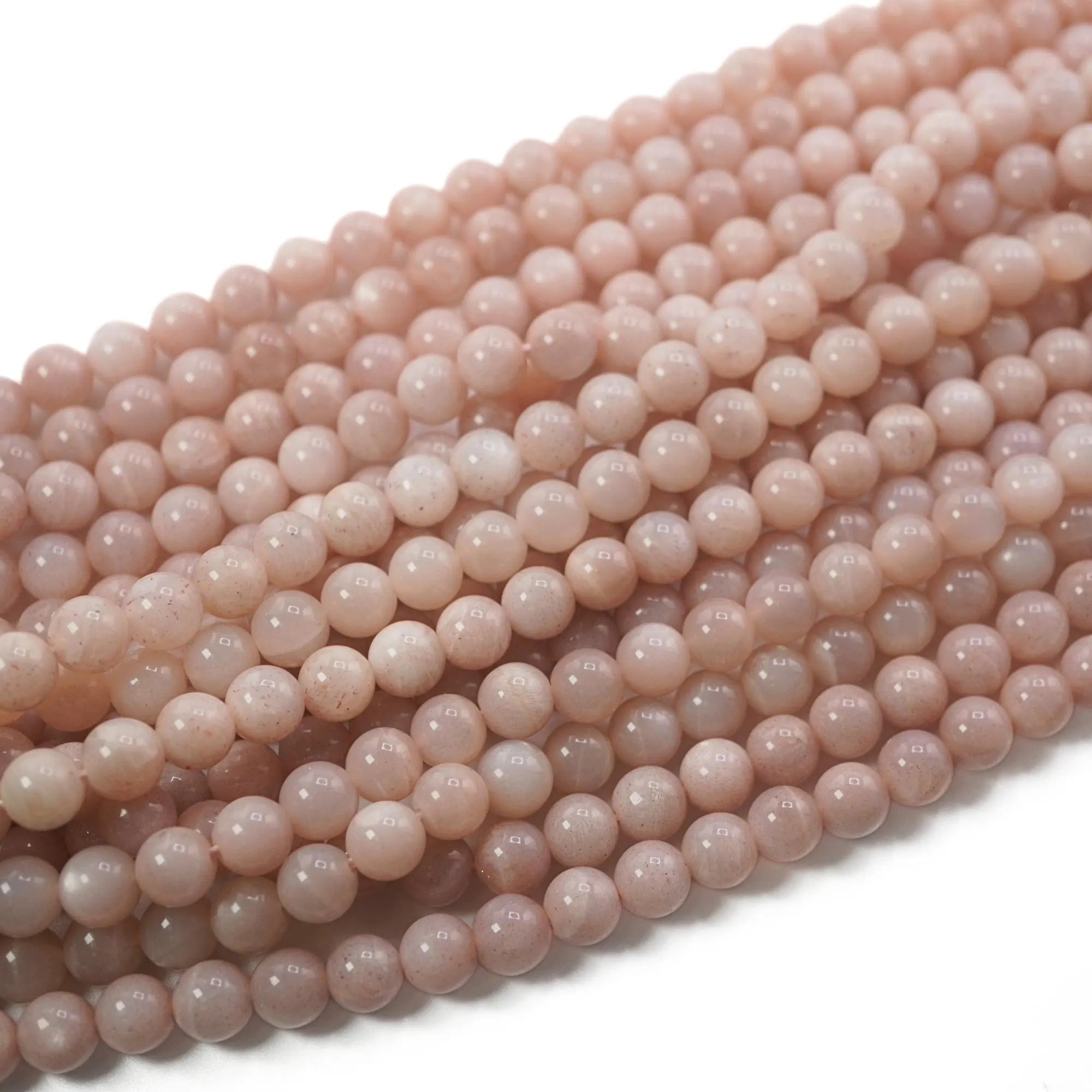 Light Pink Moonstone Round Shape Gemstone Strand Beads