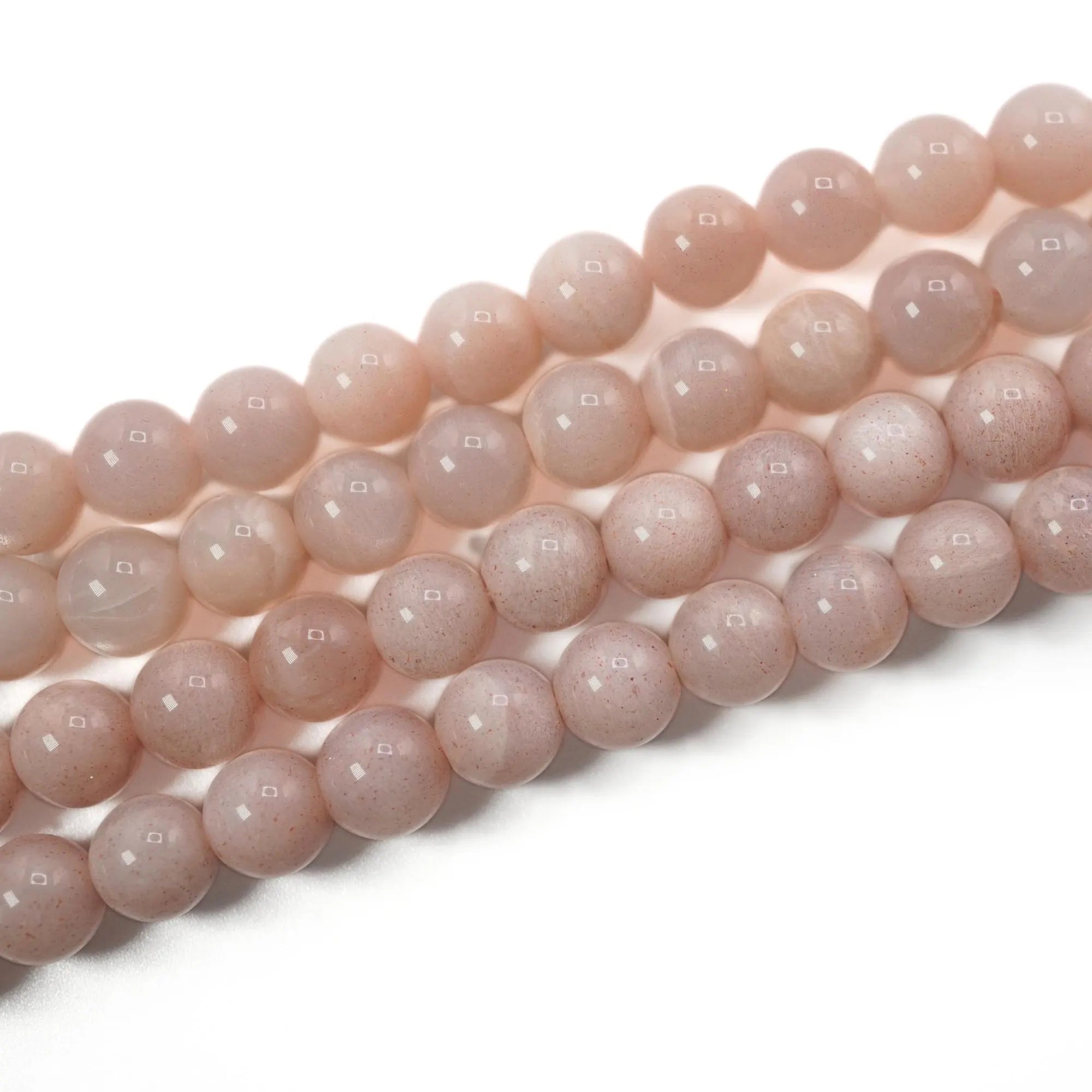 Light Pink Moonstone Round Shape Gemstone Strand Beads