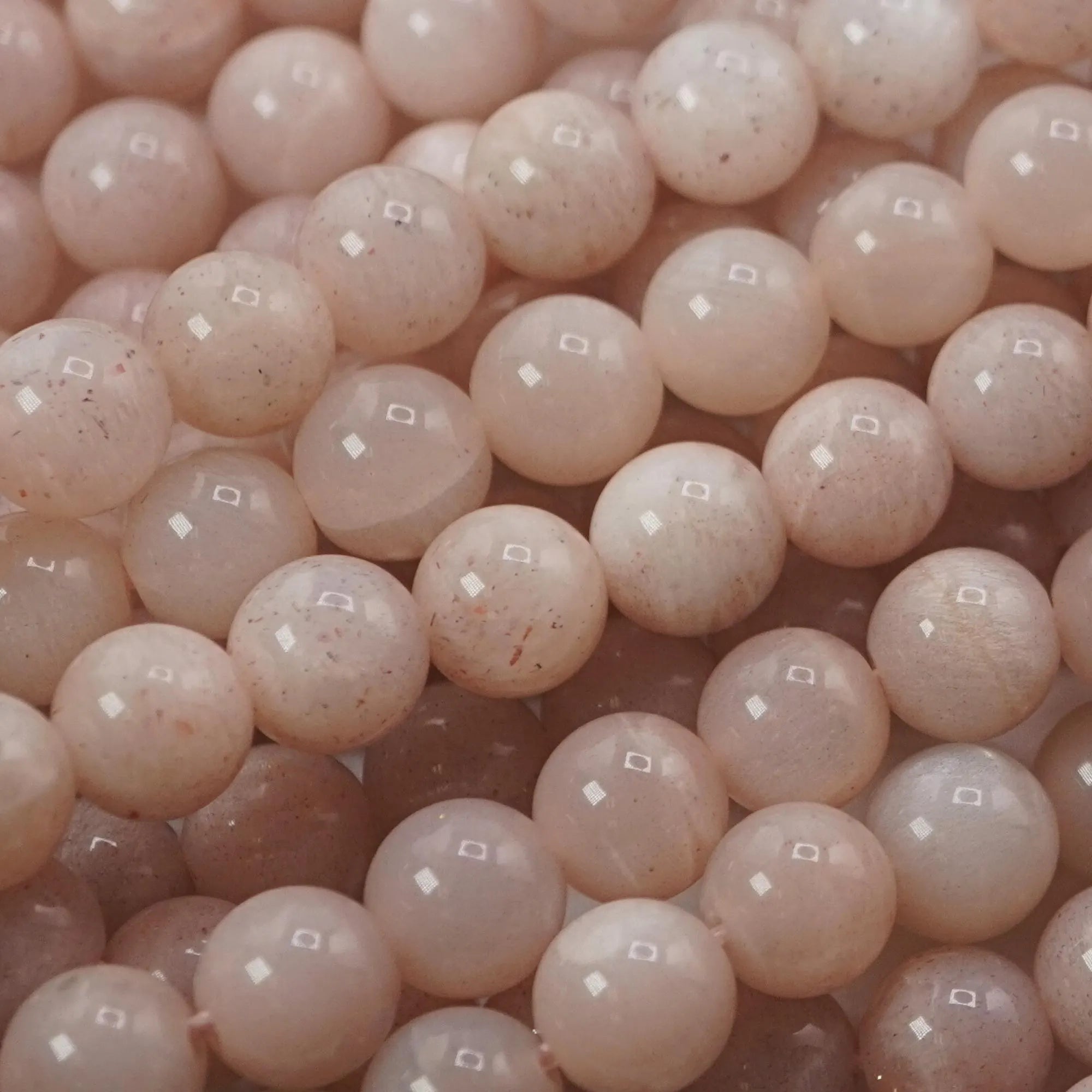 Light Pink Moonstone Round Shape Gemstone Strand Beads