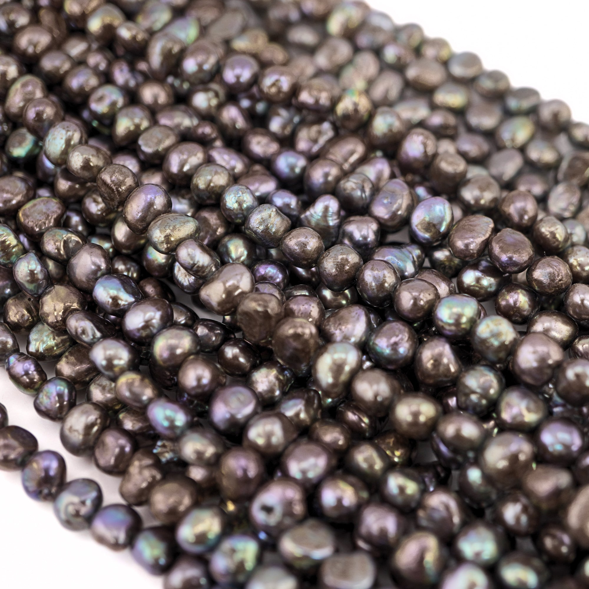 Loose Baroque Freshwater Pearl Strands in Peacock Shades