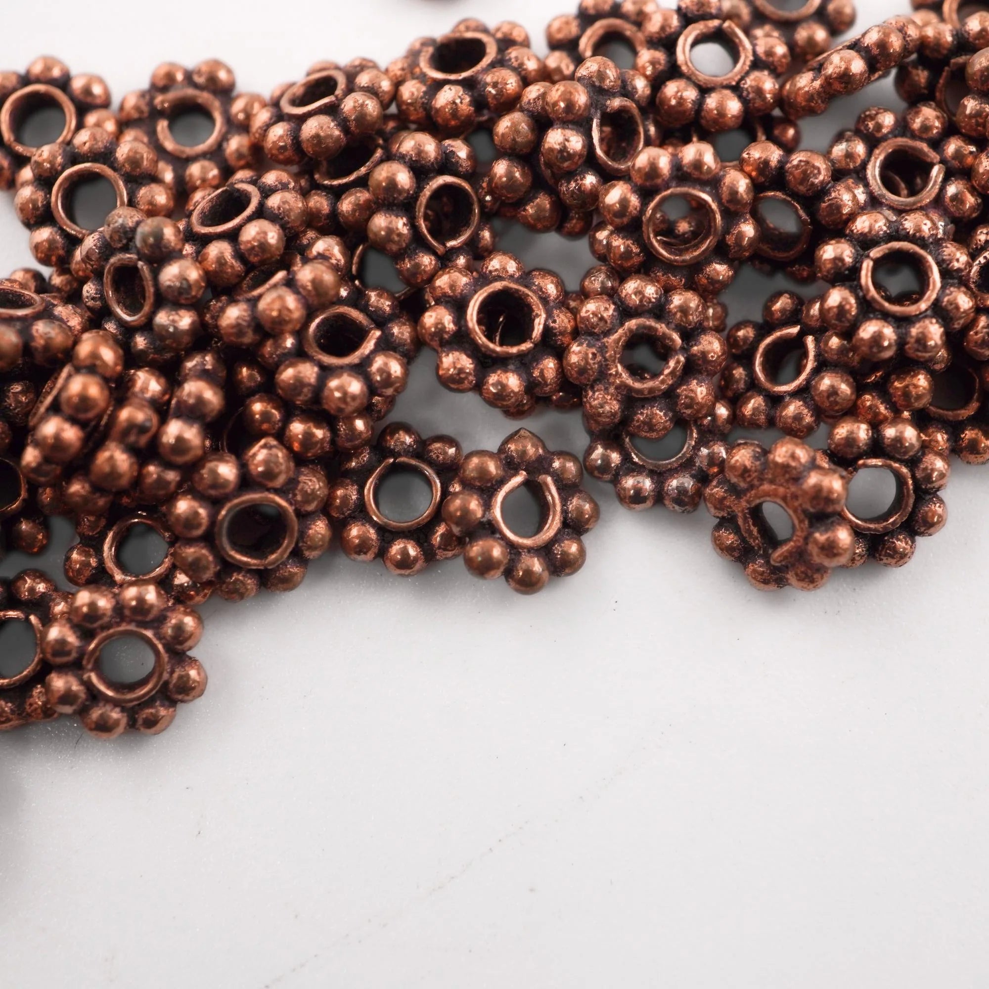 Metal boho craft beads in antique finish