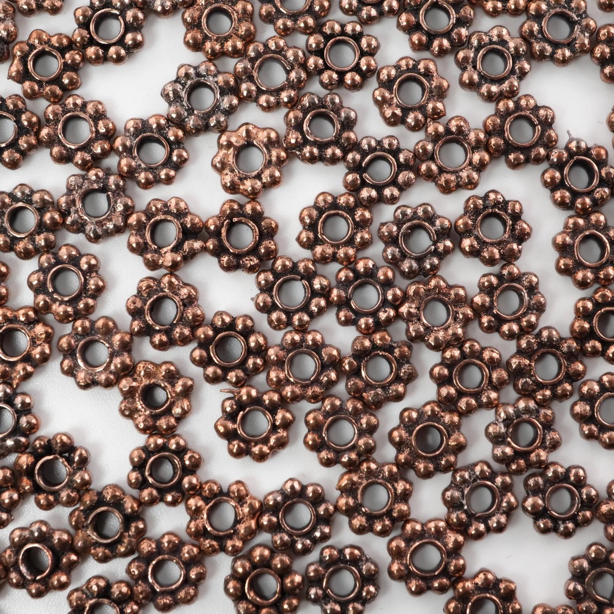 Metal daisy beads for handmade jewelry