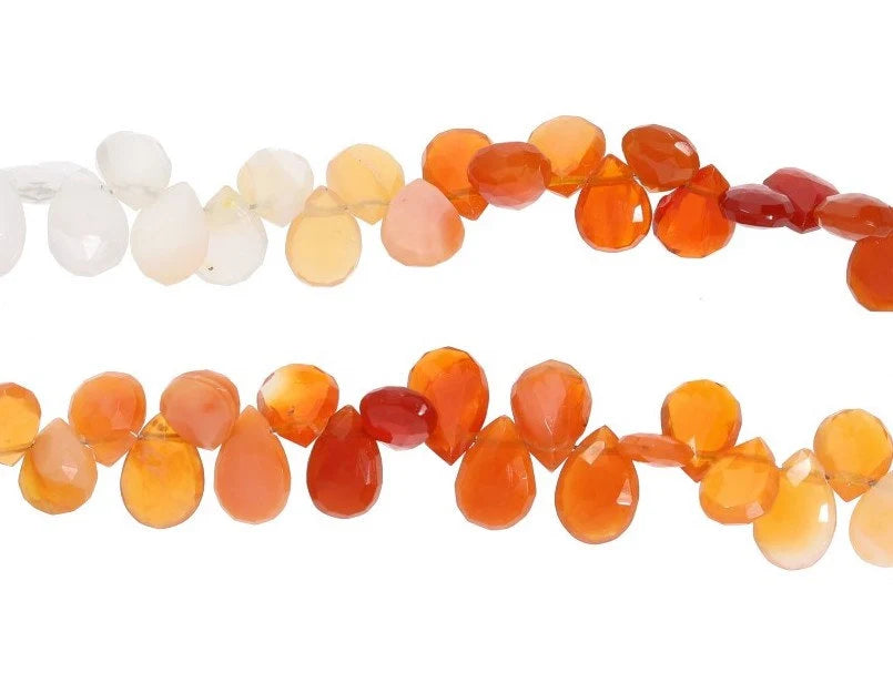 Mexican Fire Opal Shaded Faceted Pear Shape Gemstone Strand Beads