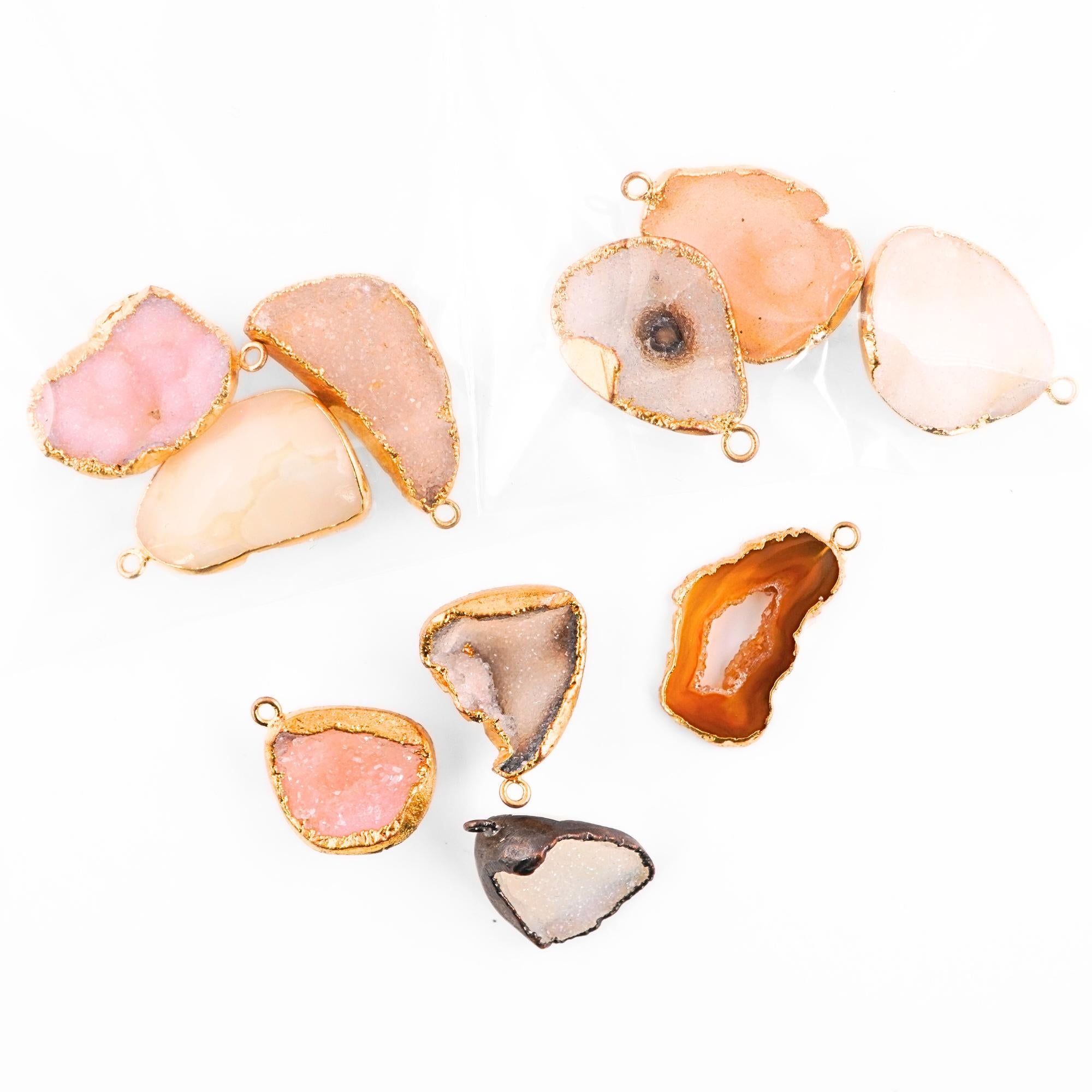 Mix Gemstone Druzy Mix Shape Silver Bezel Charm Pendant