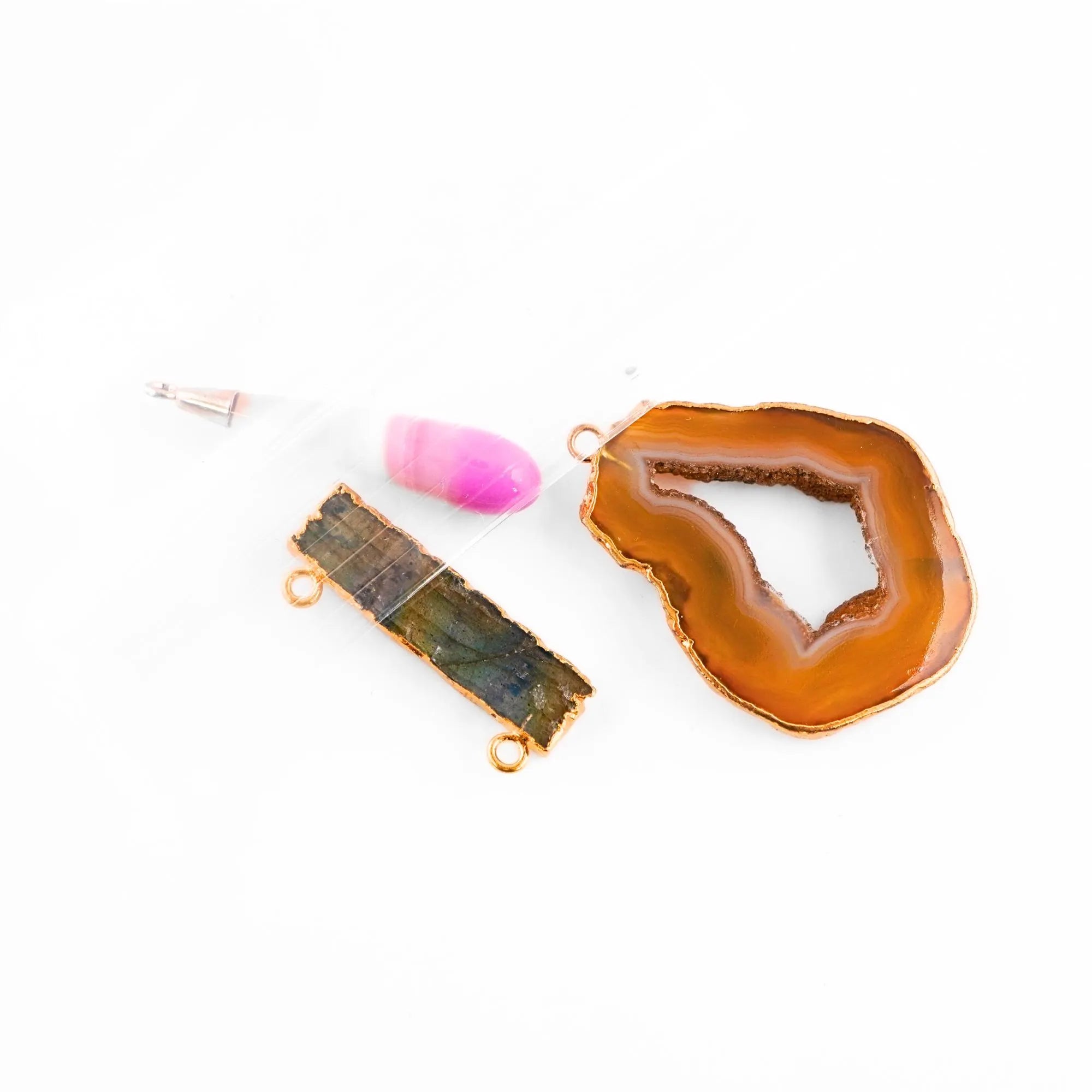 Mix Gemstone Mix Shape Gold Plated Sterling Silver Bezel Charm Pendant