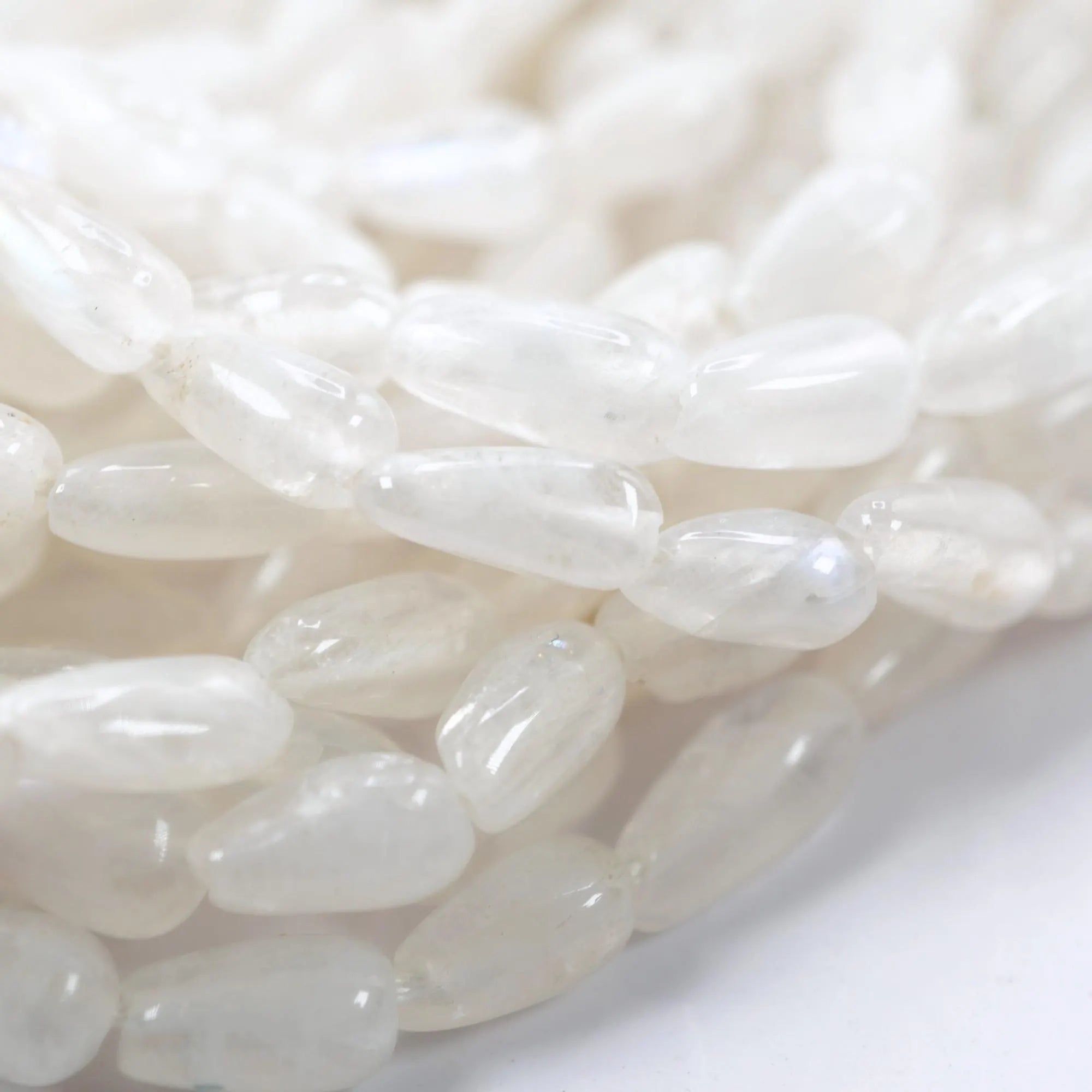 Moonstone beads smooth drop shape strand