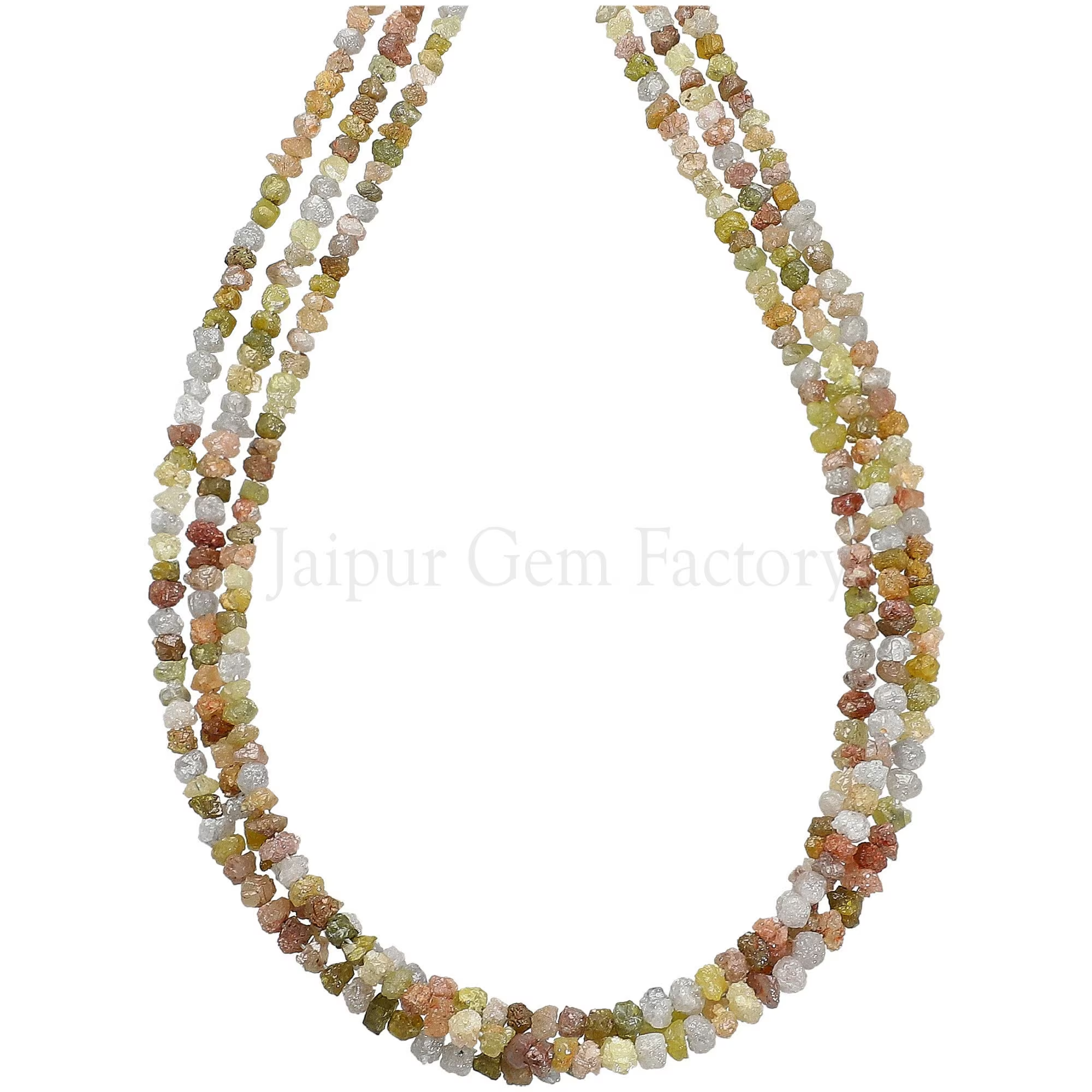 Multi Color Diamond Uncut Rough Shape Gemstone Beads Strand