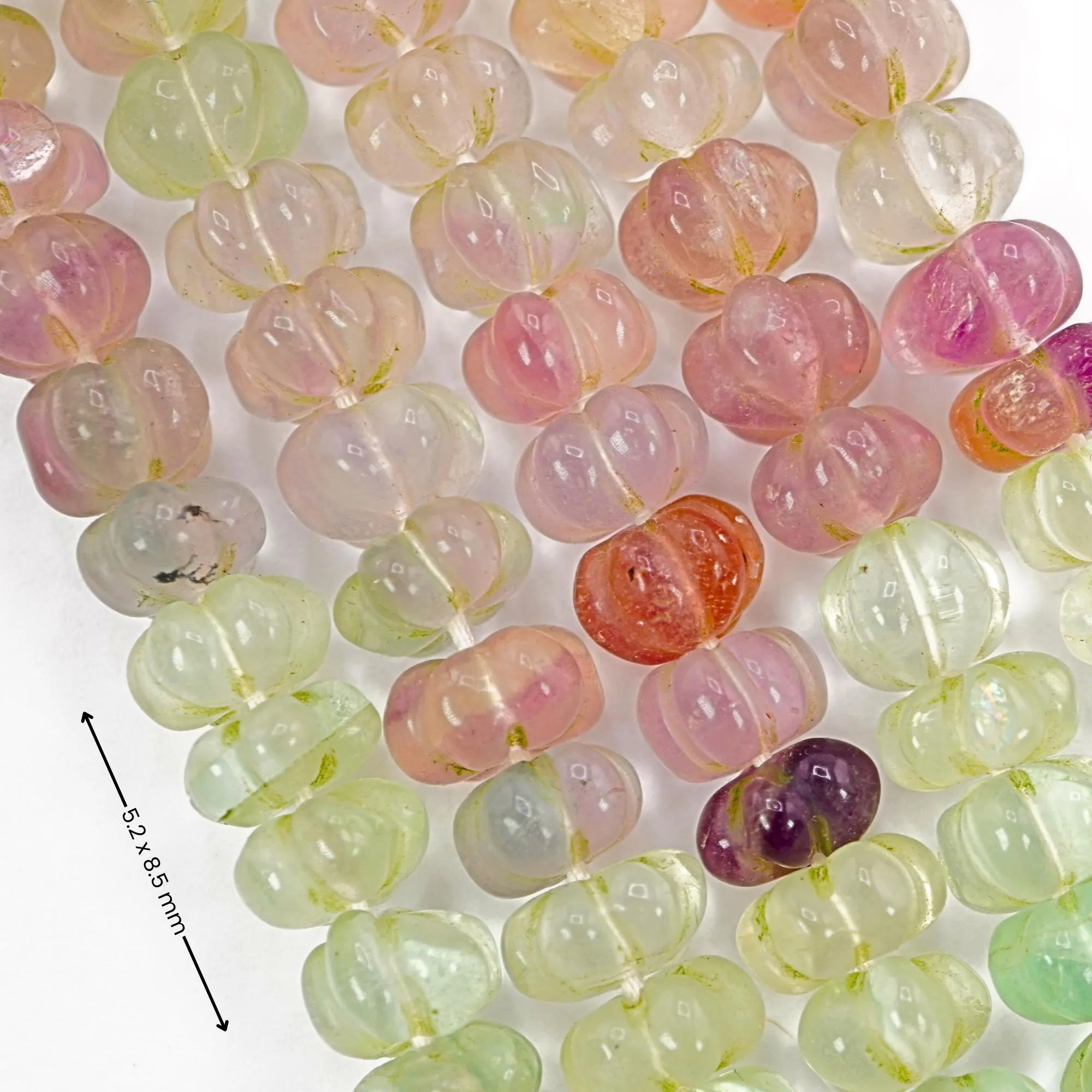 Multi Fluorite Faceted Pumpkin Shape Gemstone Strand Beads