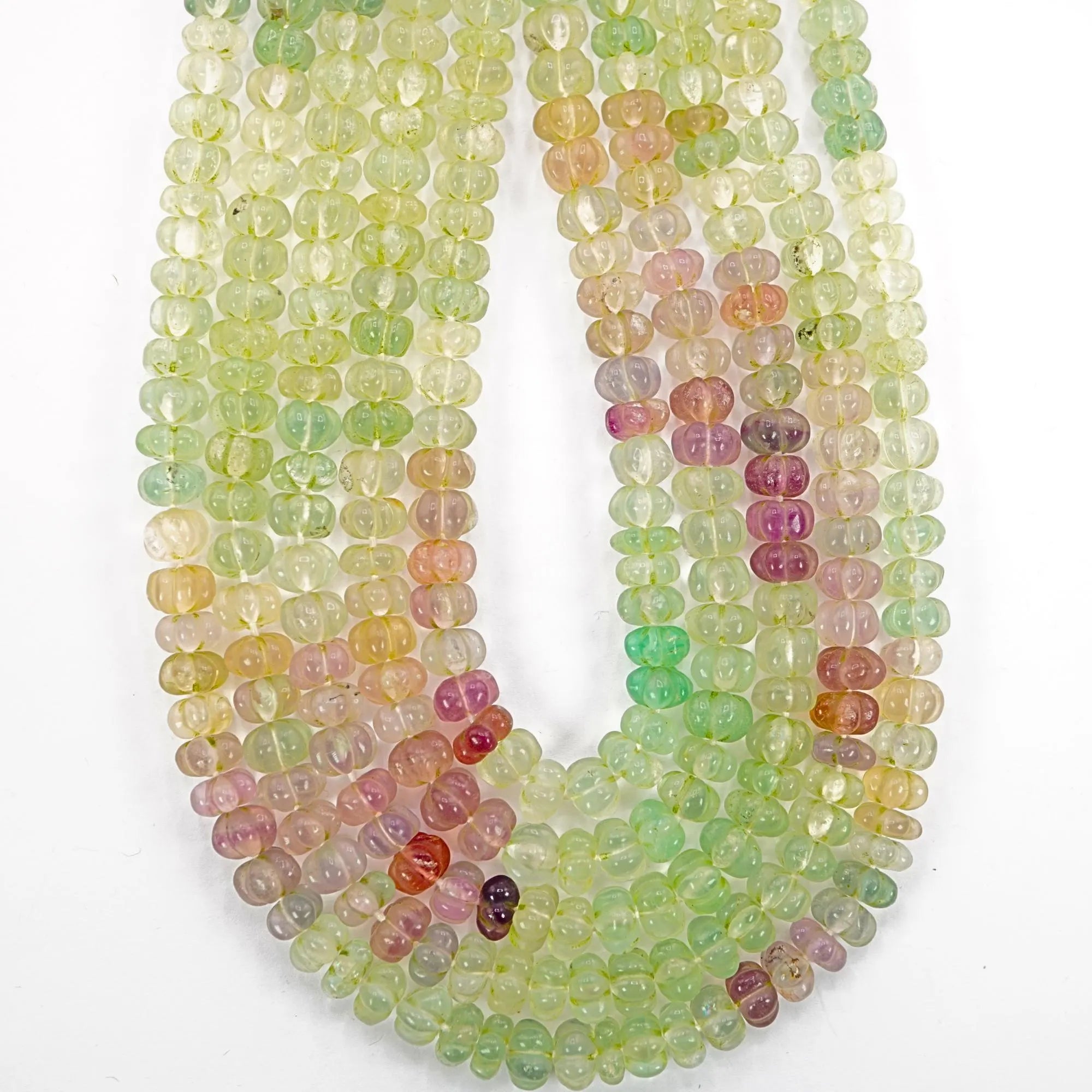 Multi Fluorite Faceted Pumpkin Shape Gemstone Strand Beads