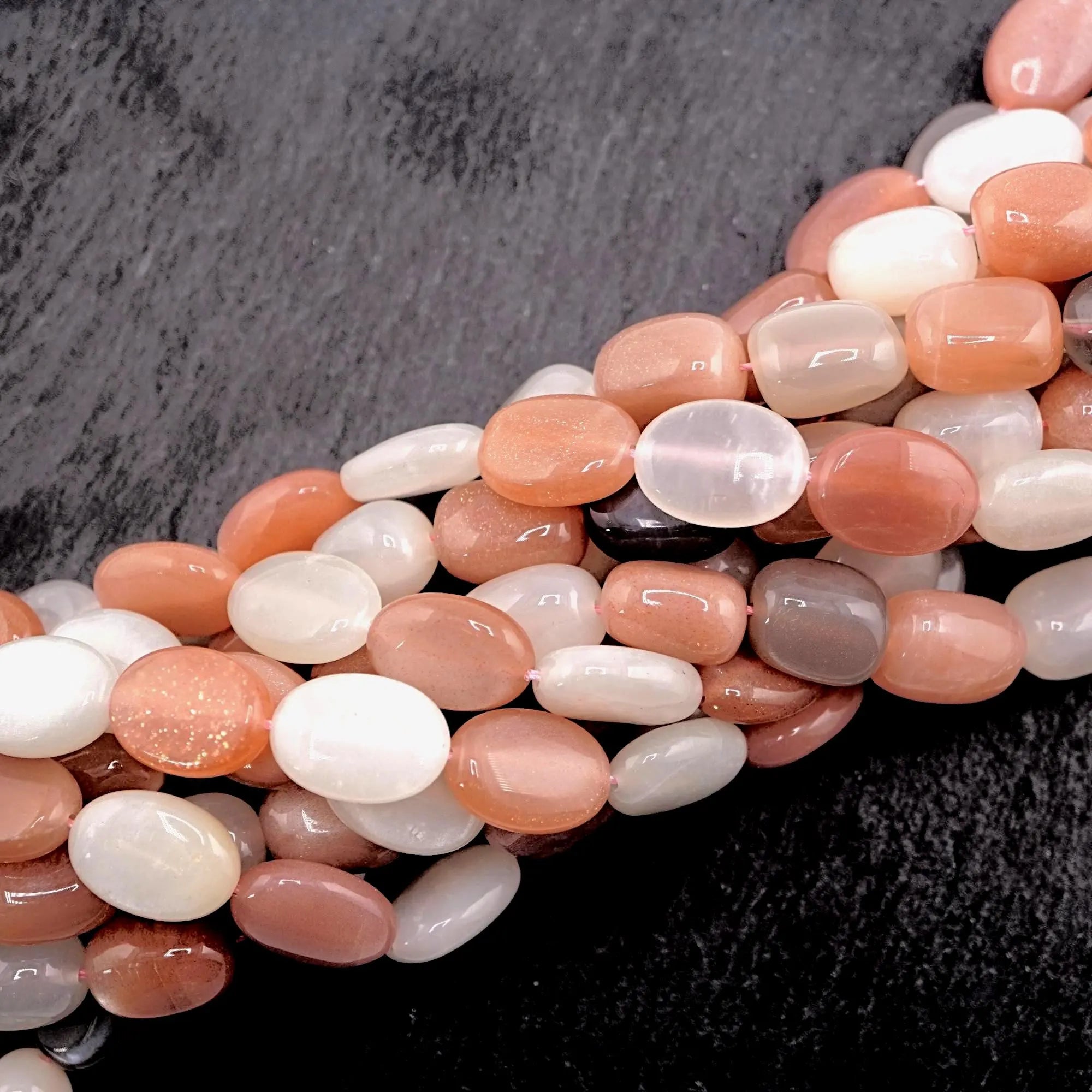 Multi Moonstone Oval Shape Gemstone Strand Beads