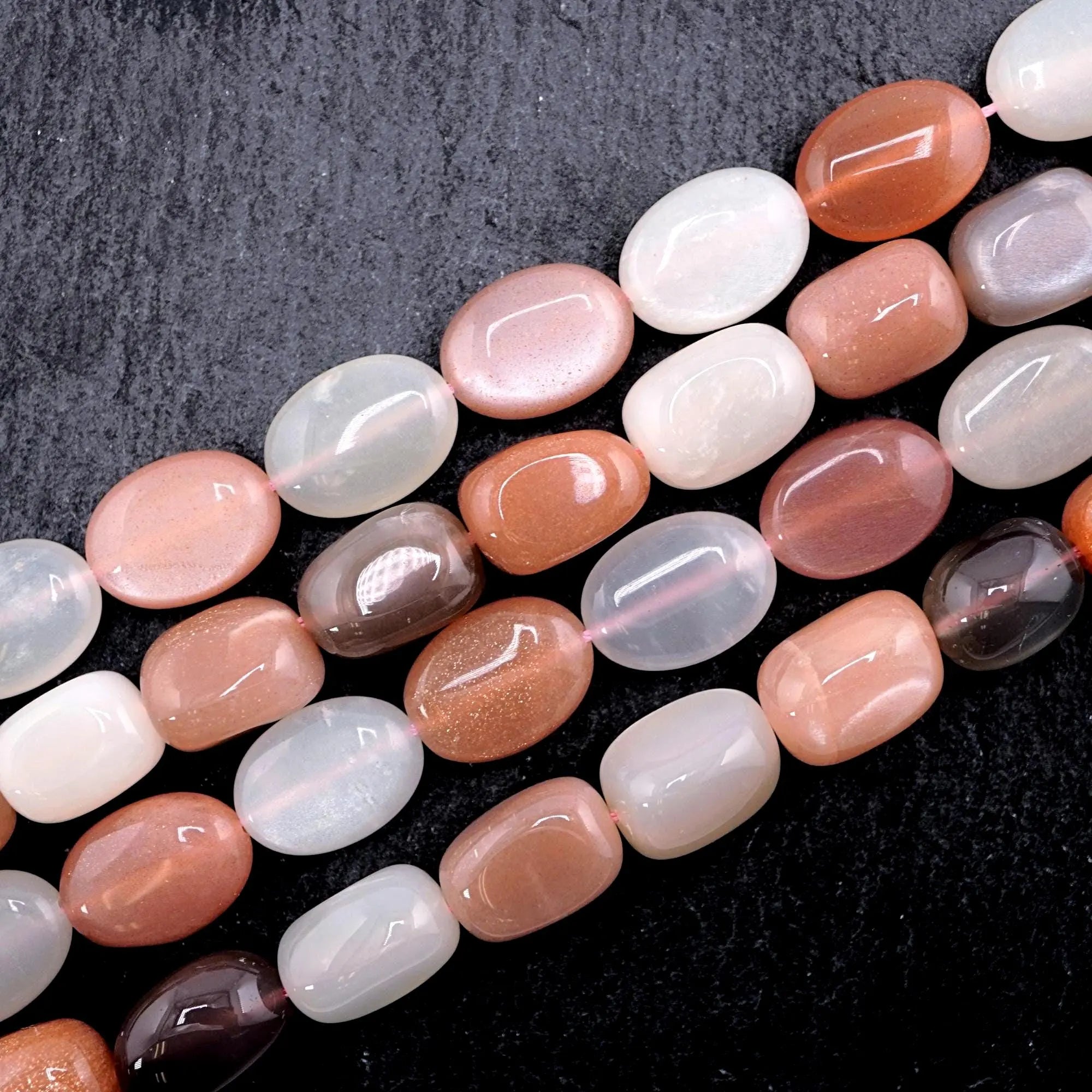 Multi Moonstone Oval Shape Gemstone Strand Beads