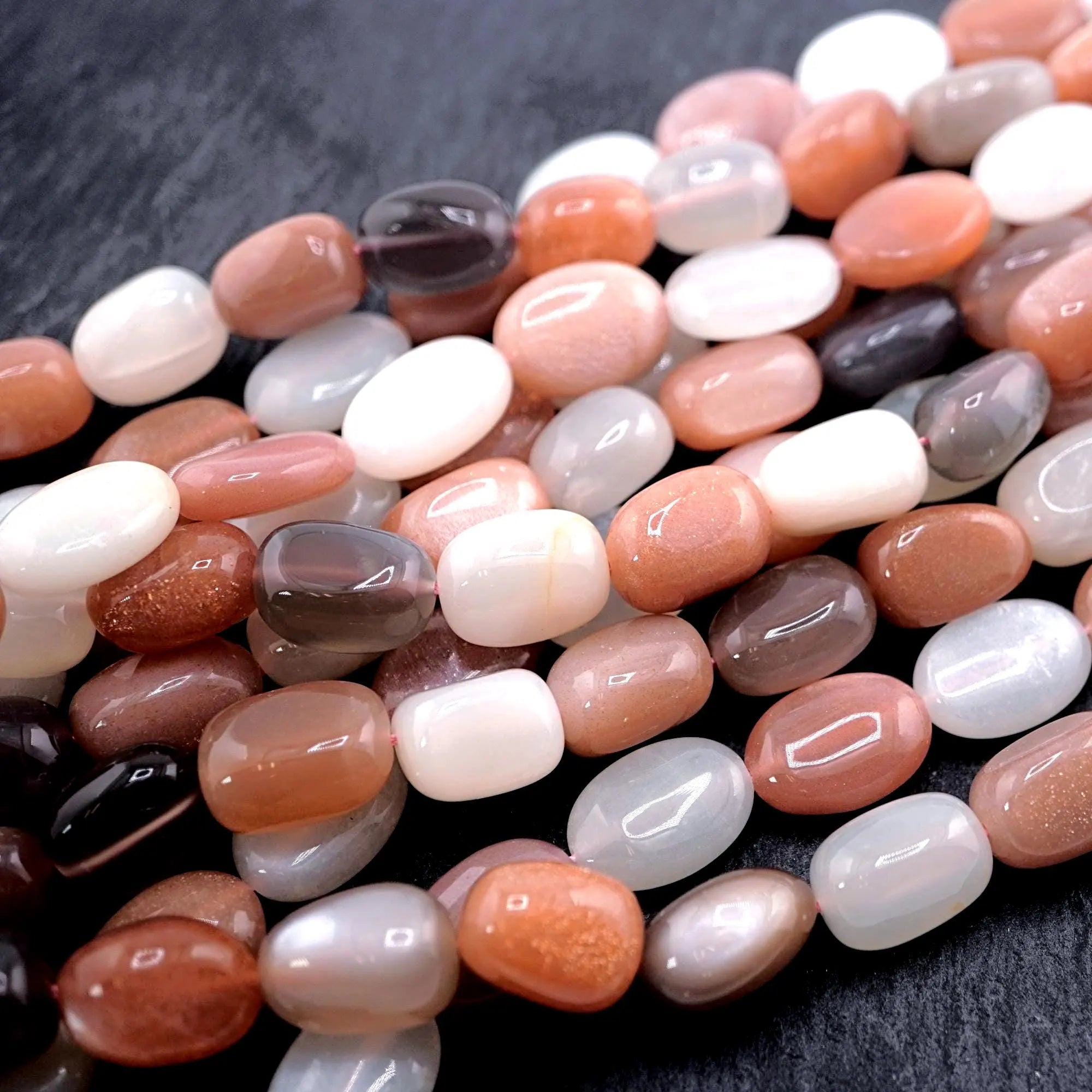 Multi Moonstone Oval Shape Gemstone Strand Beads