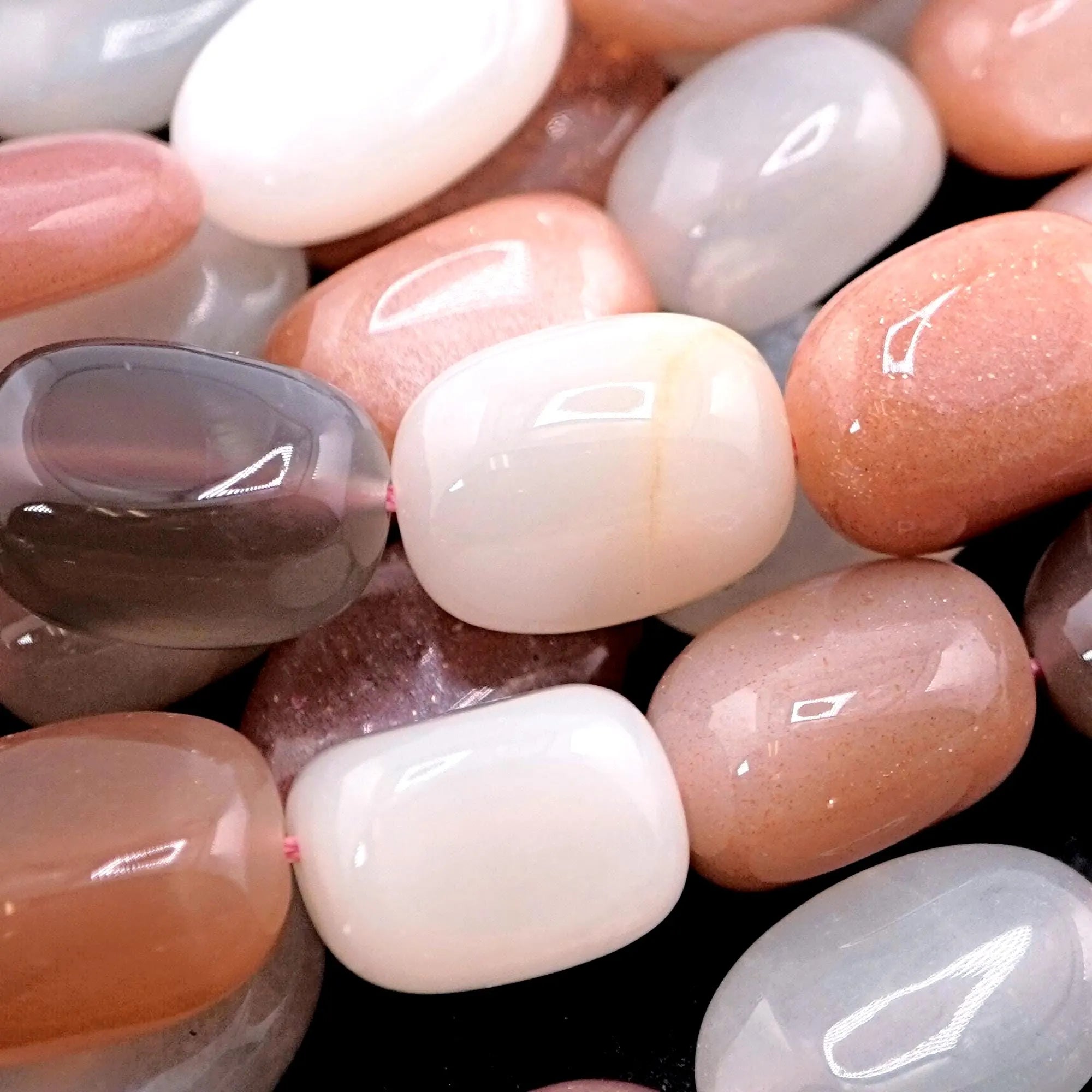 Multi Moonstone Oval Shape Gemstone Strand Beads