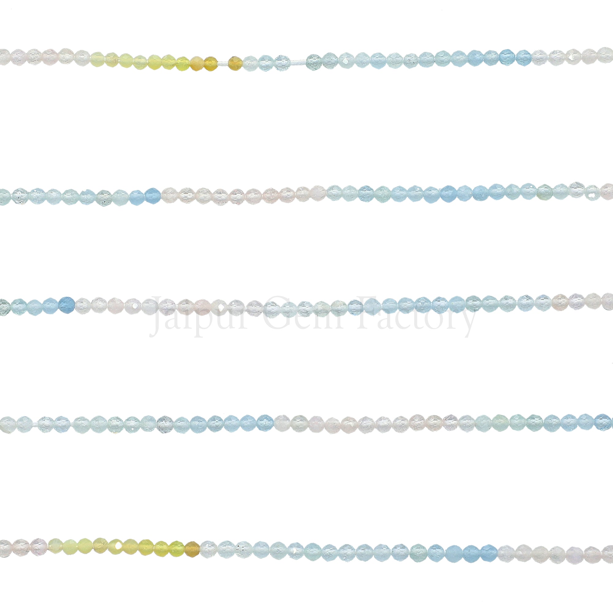Multi color beryl faceted round beads strand