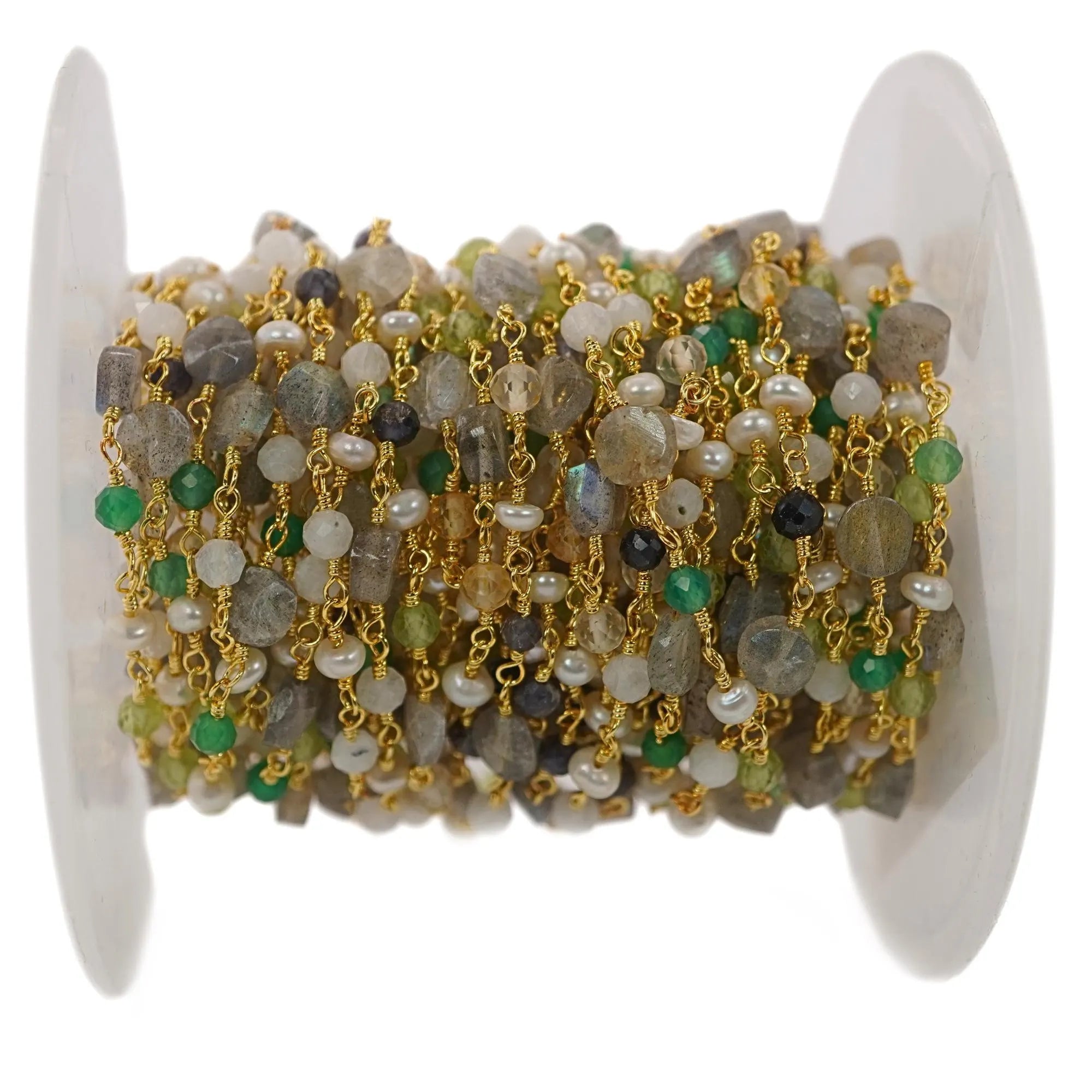 Multi gemstone faceted beads chain