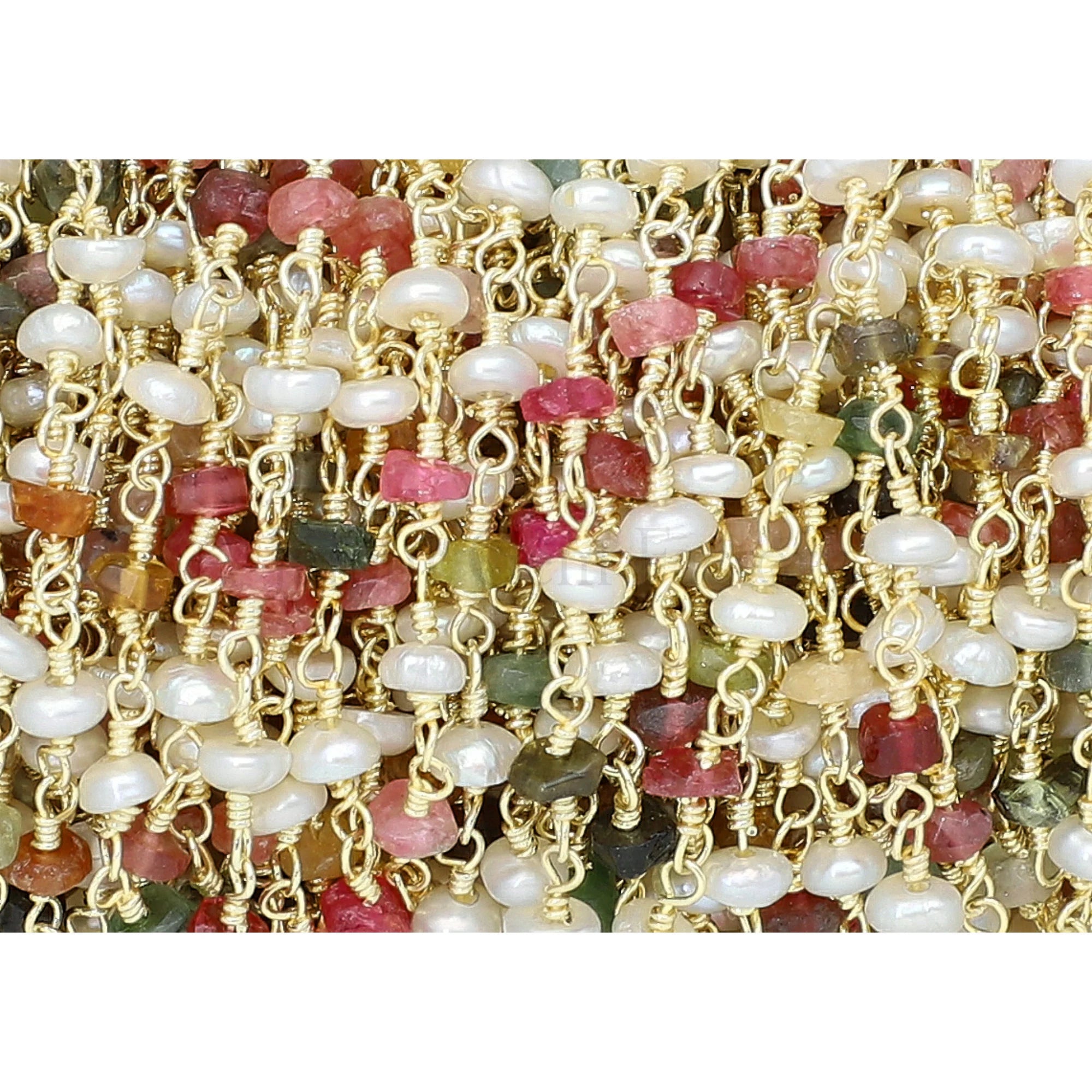 Multi tourmaline gemstone rosary chain