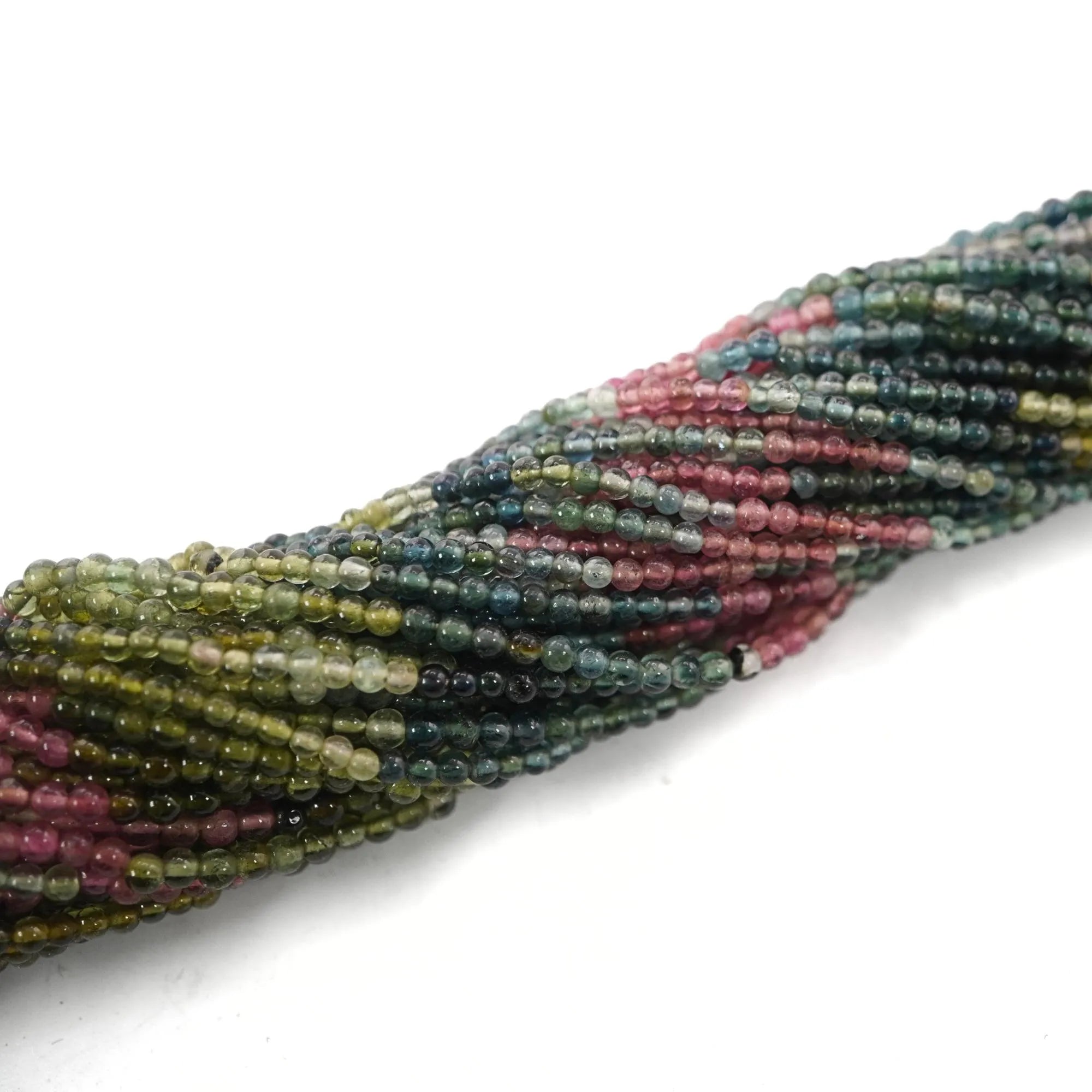 Multicolor Tourmaline Smooth Round Shape Gemstone Strand Beads