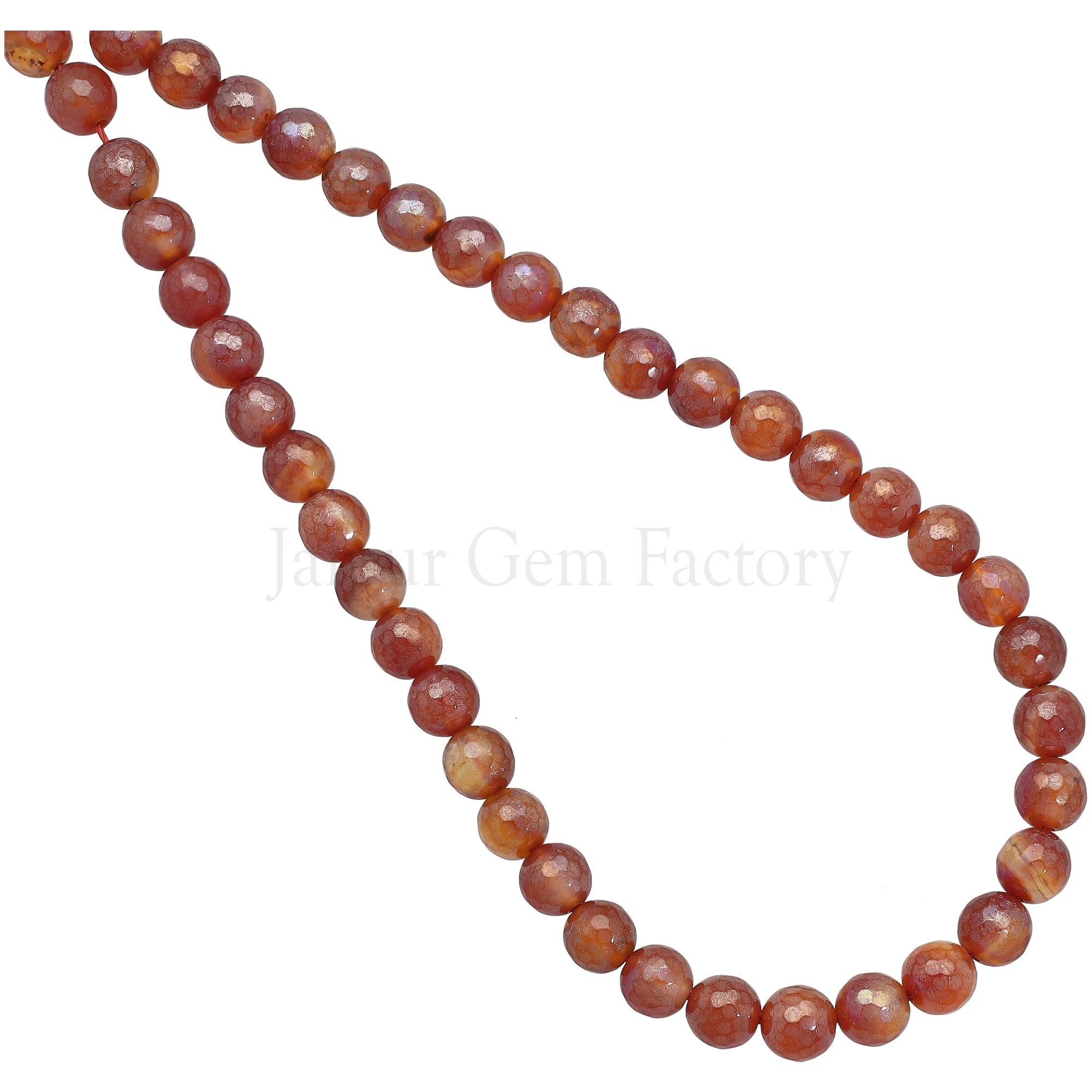 Mystic Gold Red Agate Faceted Round Shape Gemstone Beads Strand