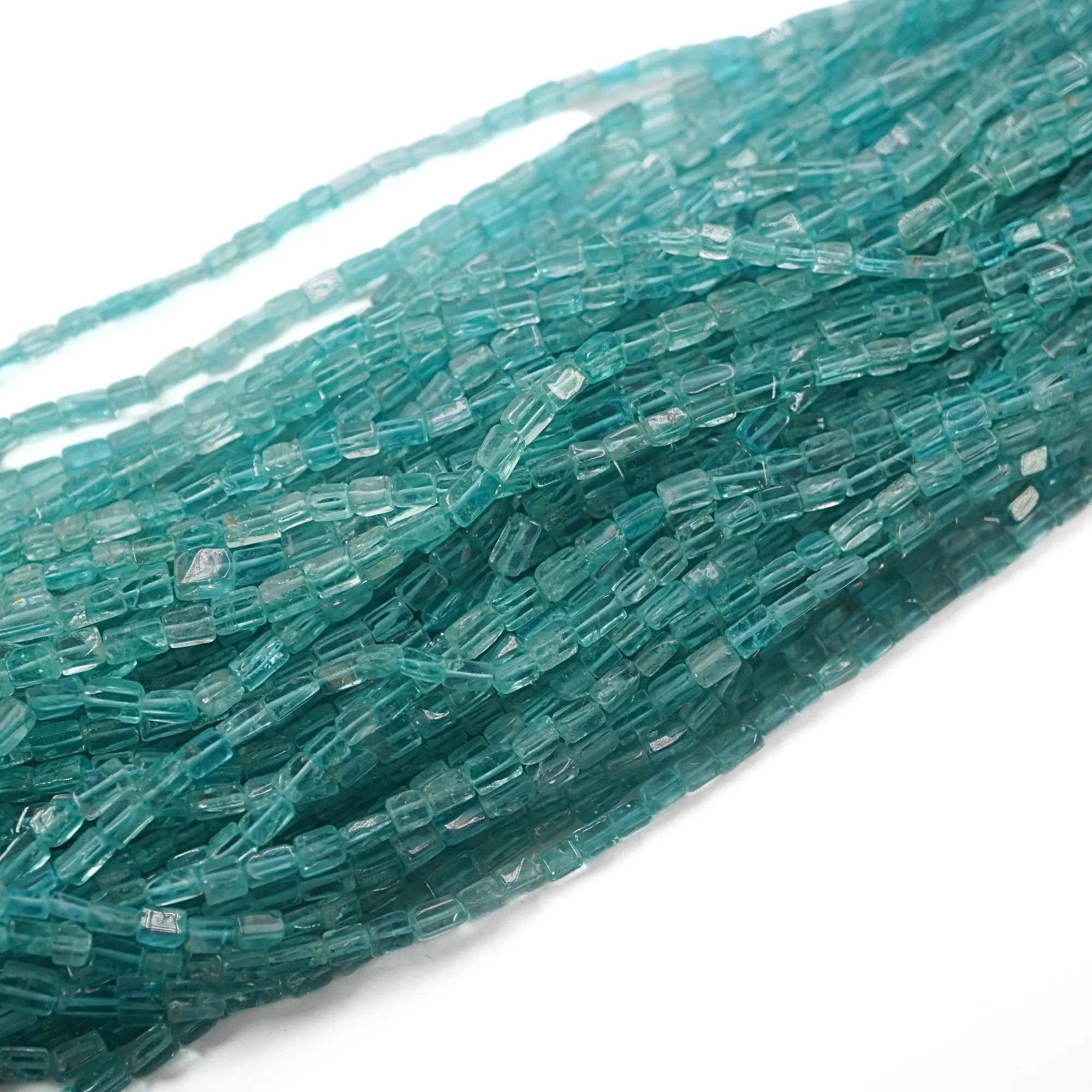 Natural Apatite Rectangle Shape Gemstone Strand Beads