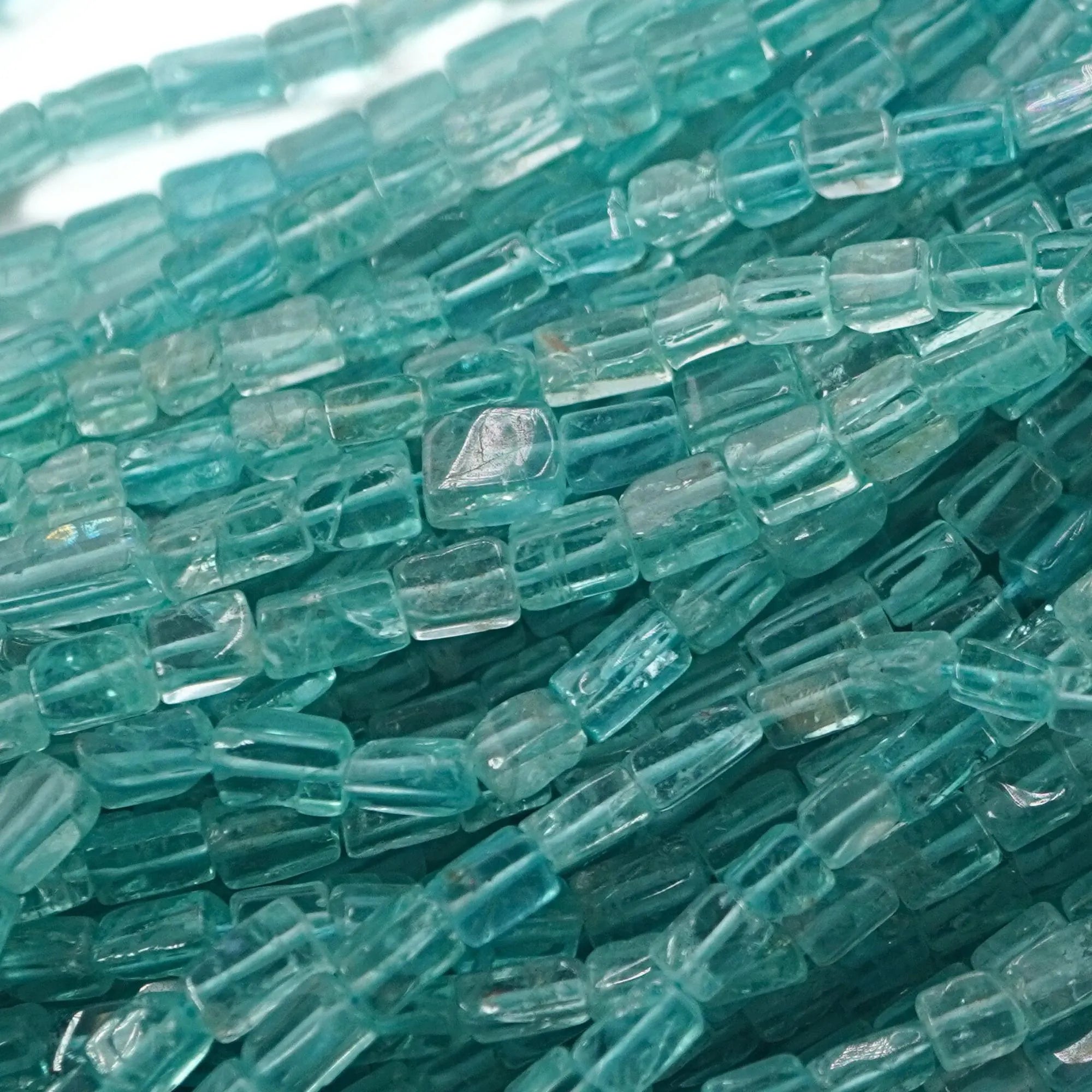 Natural Apatite Rectangle Shape Gemstone Strand Beads