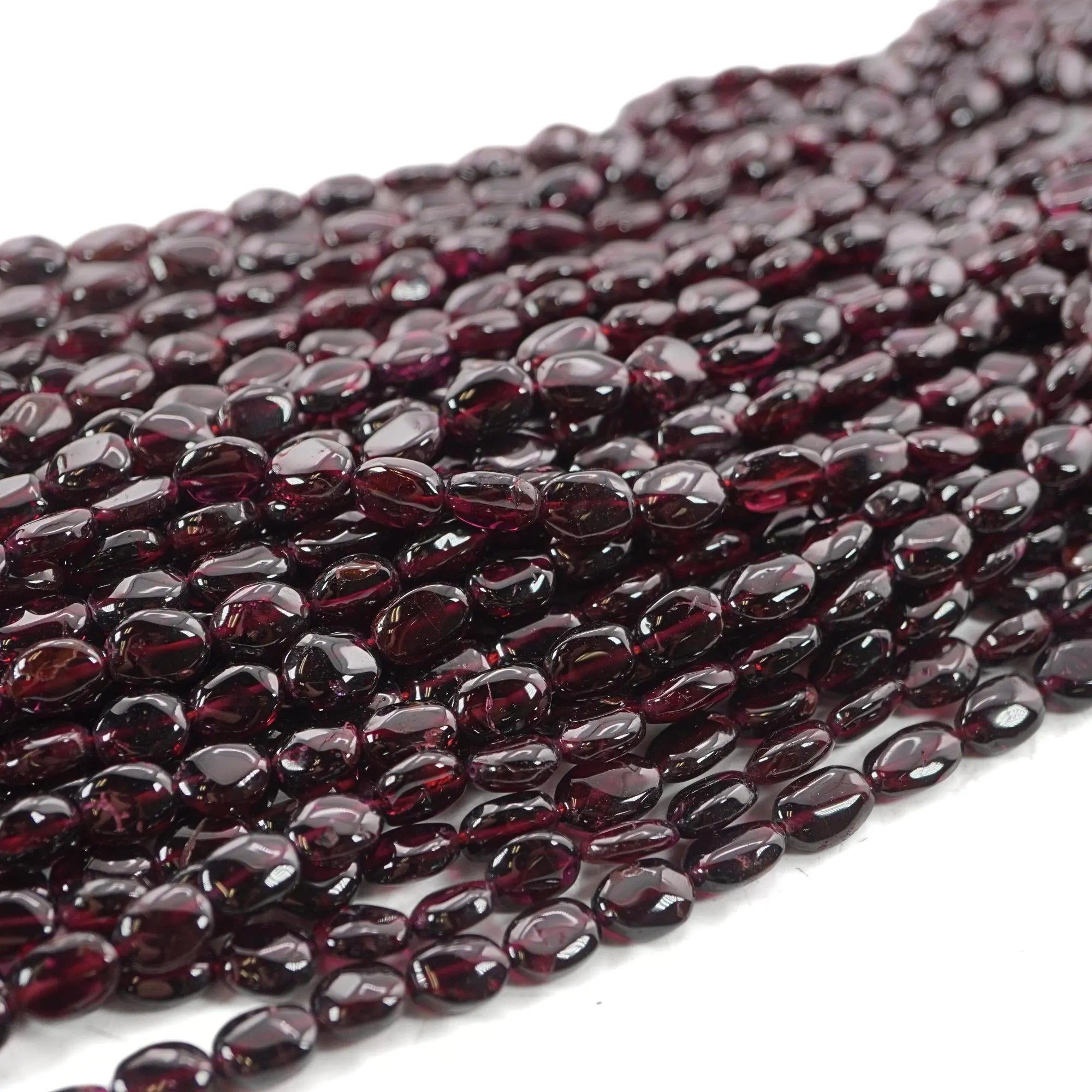 Natural Red Garnet Smooth Oval Shape Gemstone Strand Beads
