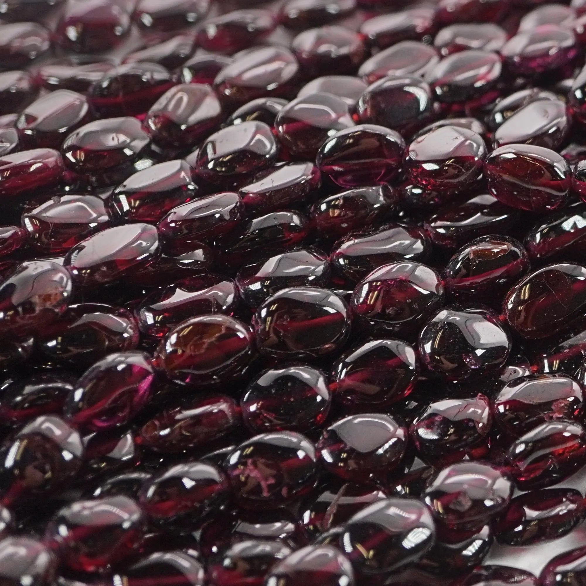 Natural Red Garnet Smooth Oval Shape Gemstone Strand Beads