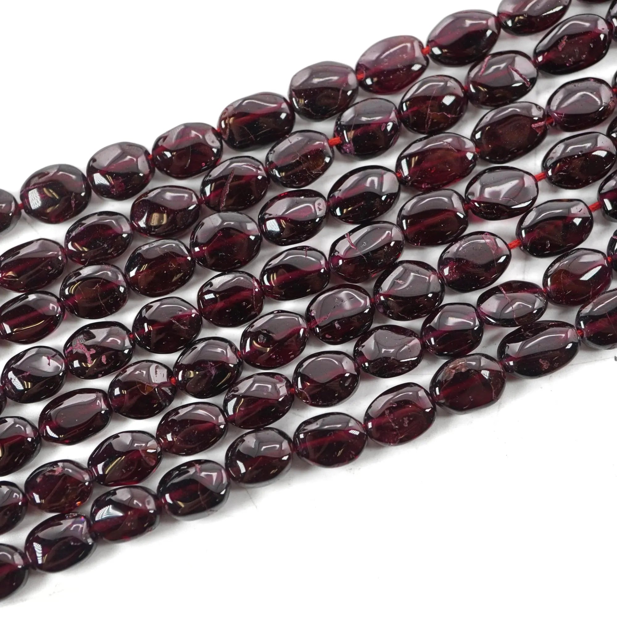 Natural Red Garnet Smooth Oval Shape Gemstone Strand Beads
