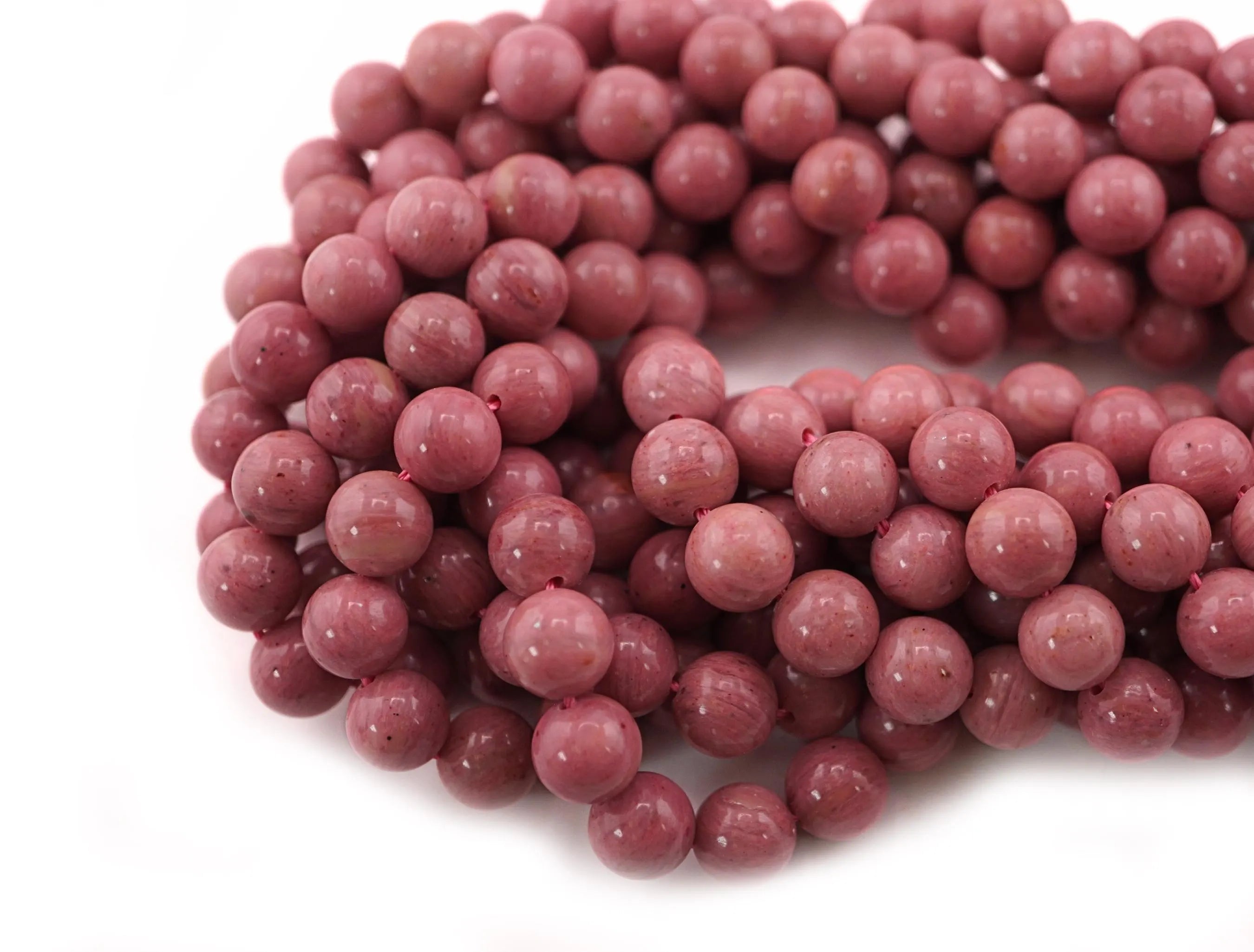 Natural Rhodochrosite Smooth Round Shape Gemstone Beads For Jewelry Making